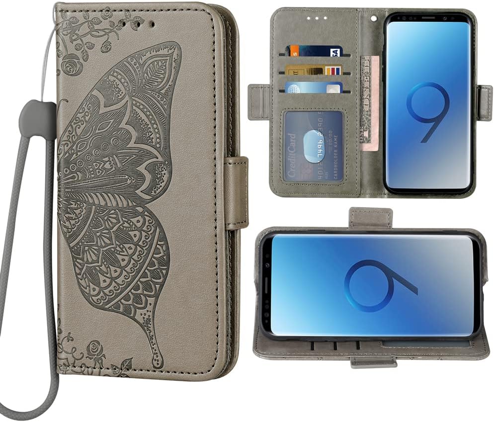 WWAAYSSXA Compatible con Samsung Galaxy Note 9 – Funda tipo cartera con correa para la muñeca, correa de piel, soporte para tarjetas, accesorios