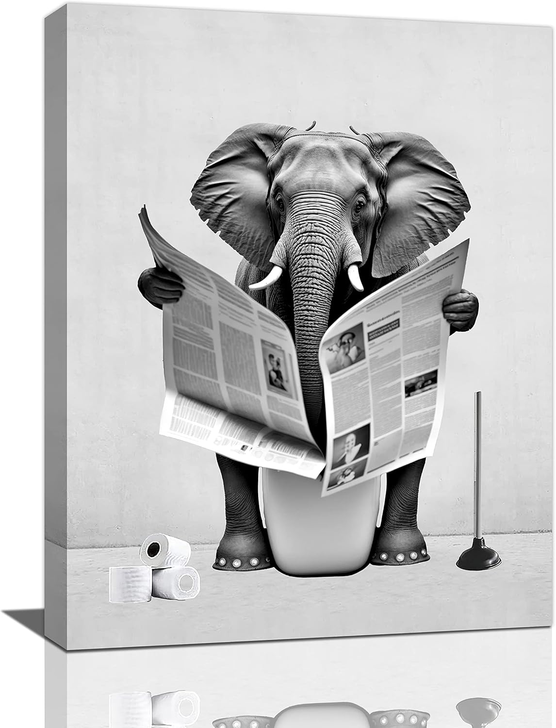 banonaty Divertida pintura de elefante para pared, impresión en lienzo de 12 x 16 pies para baño, hogar, oficina