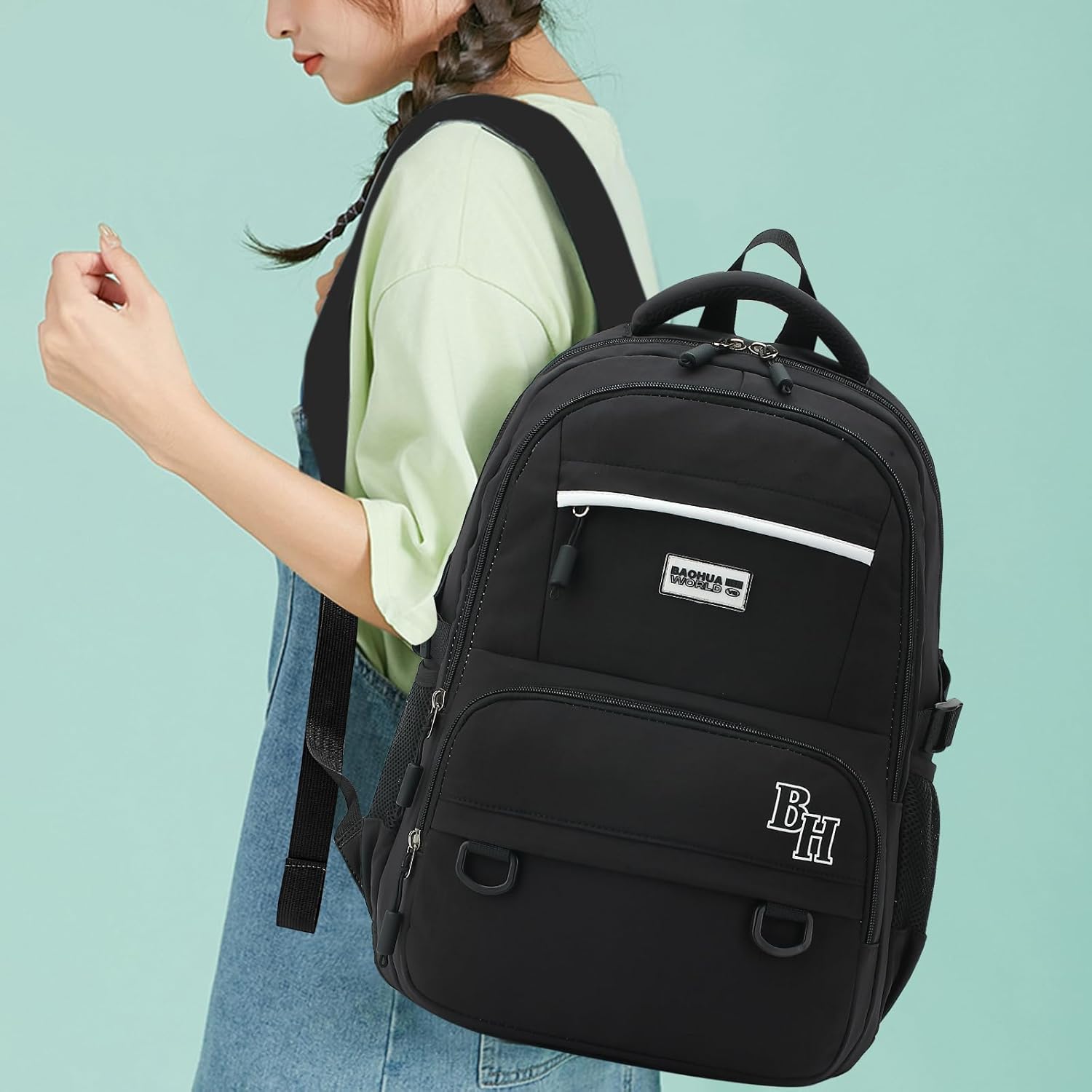 CAMTOP Mochila escolar para laptop universitaria con puerto de carga USB, bolsa de libros para computadora de 15.6 pulgadas para mujeres y niñas,