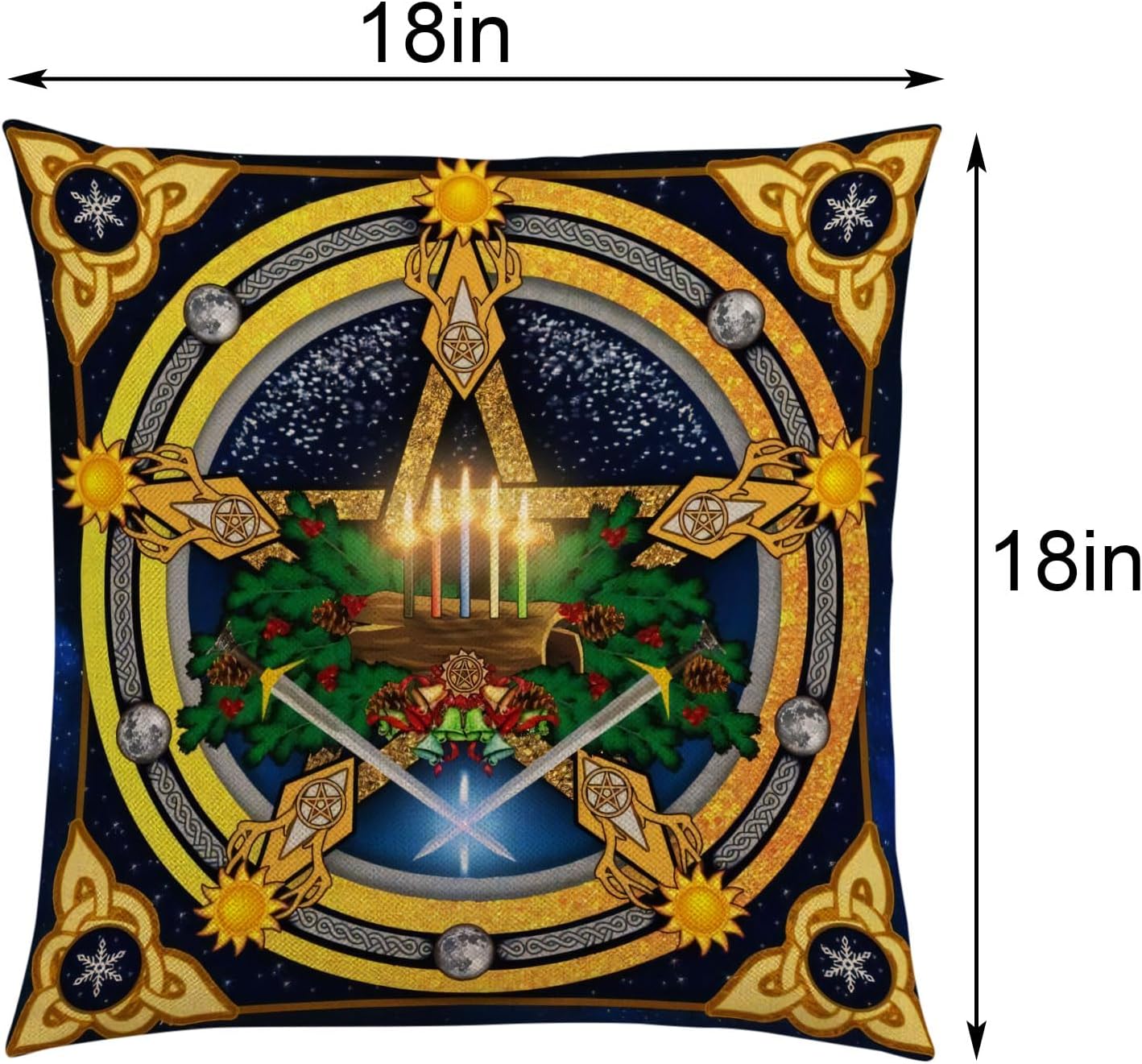 Nepnuser Yule – Juego de 2 fundas de almohada de 18 x 18 pulgadas, decoración pagana de Navidad, solsticio de invierno, vacaciones, para cama, sofá