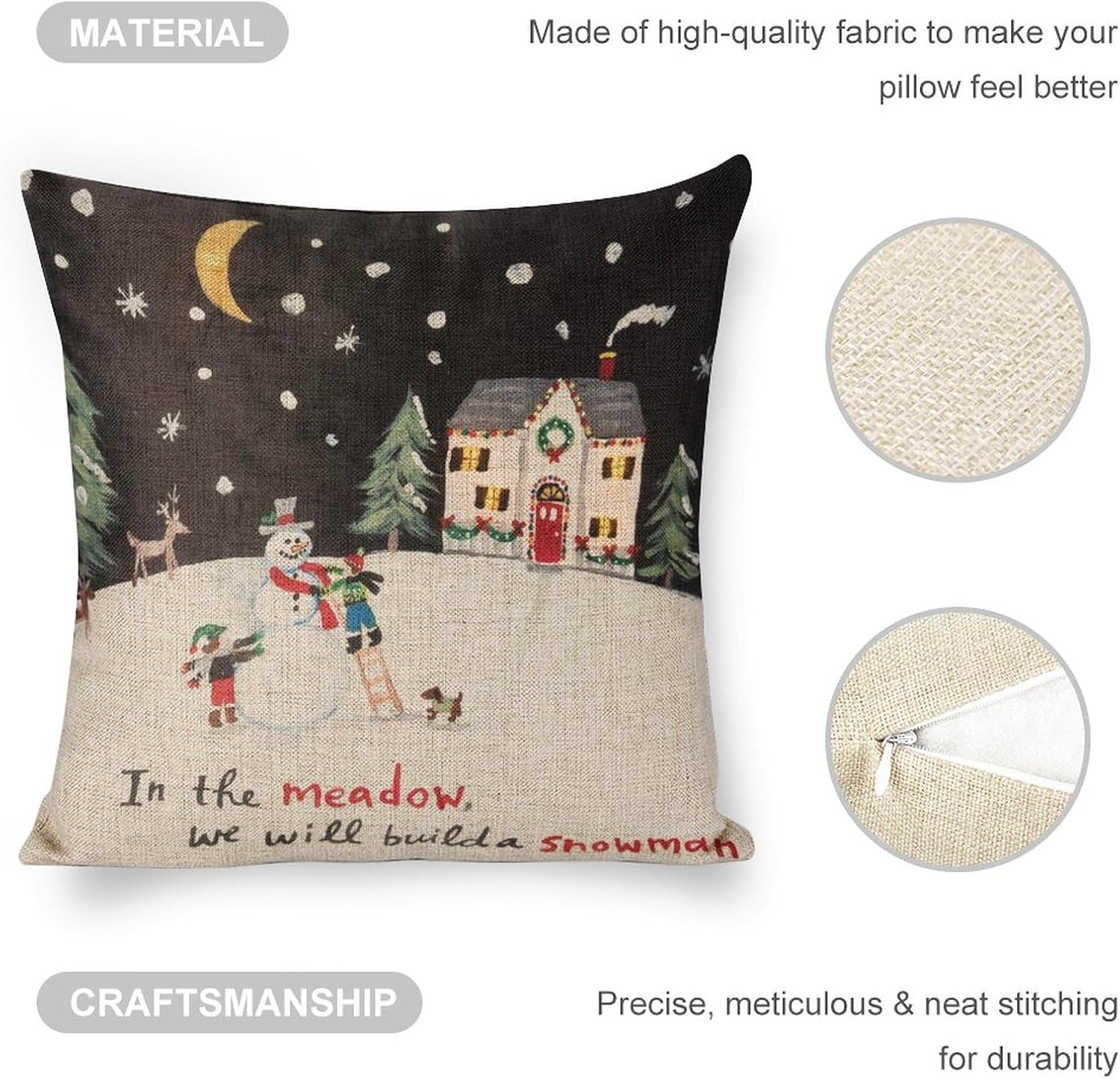 Funda de almohada navideña con diseño de muñeco de nieve de 18 x 18 pulgadas, para sofá, decoración de otoño y Acción de Gracias, para el hogar