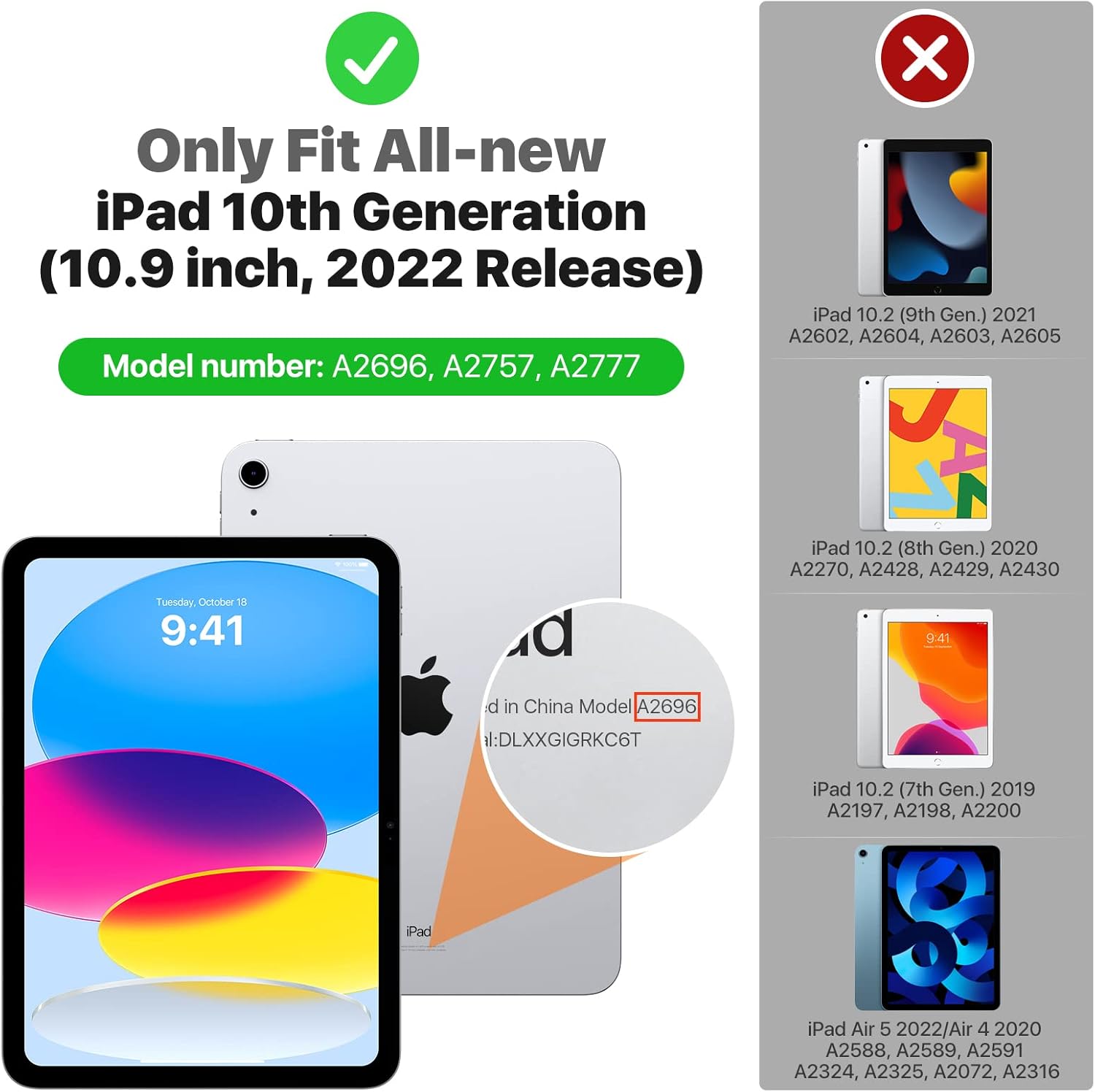 MoKo Funda para iPad de 10. generación 2022, delgada, de policarbonato duro, translúcida, carcasa trasera para iPad de 10.9 pulgadas 2022,