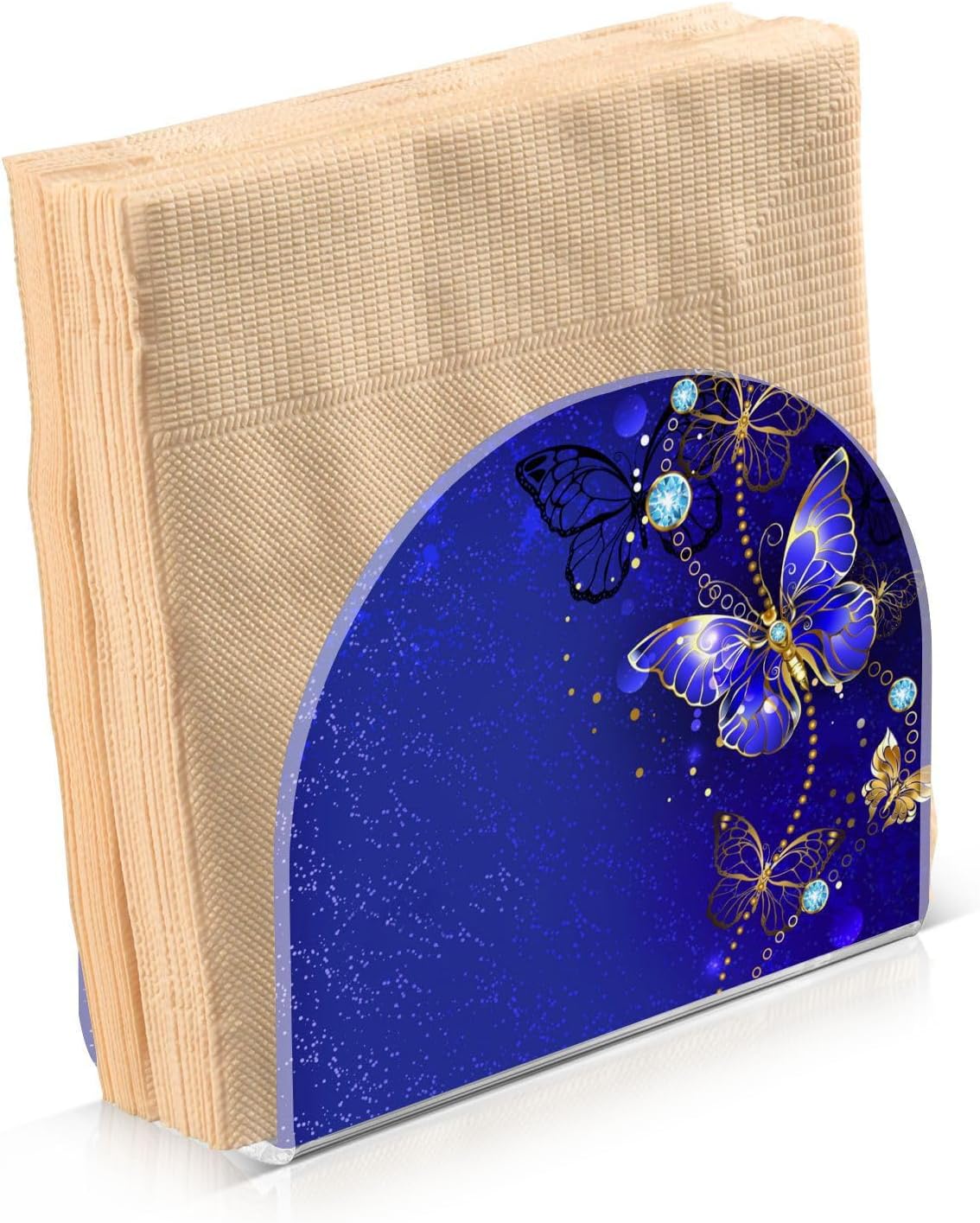 Elegante servilletero de mariposa azul, soportes de acrílico para servilletas de mesa de cóctel, dispensador de papel para cocina, comedor,