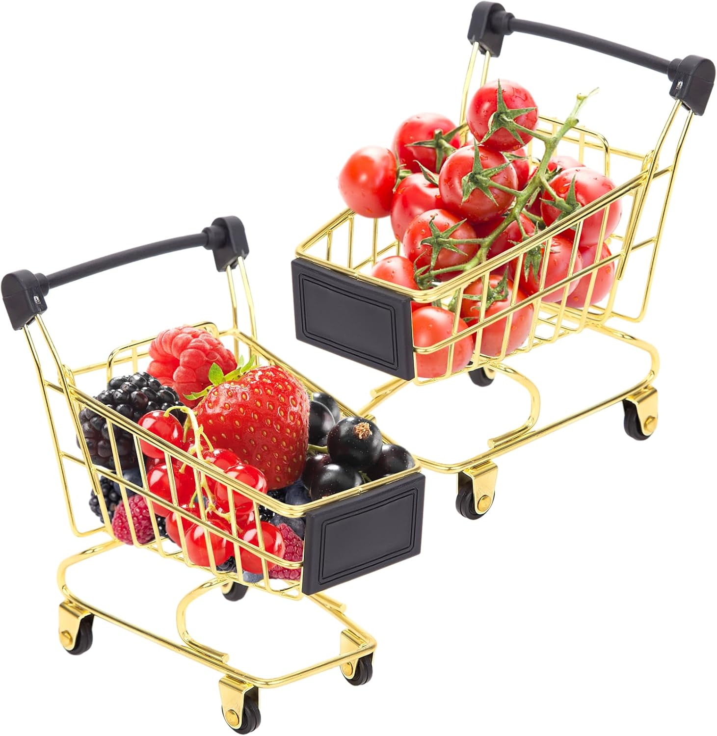 DomeStar 2 mini carritos de compras, mini carrito de comestibles, carrito de compras de juguete, carrito de supermercado, miniatura para cosméticos,