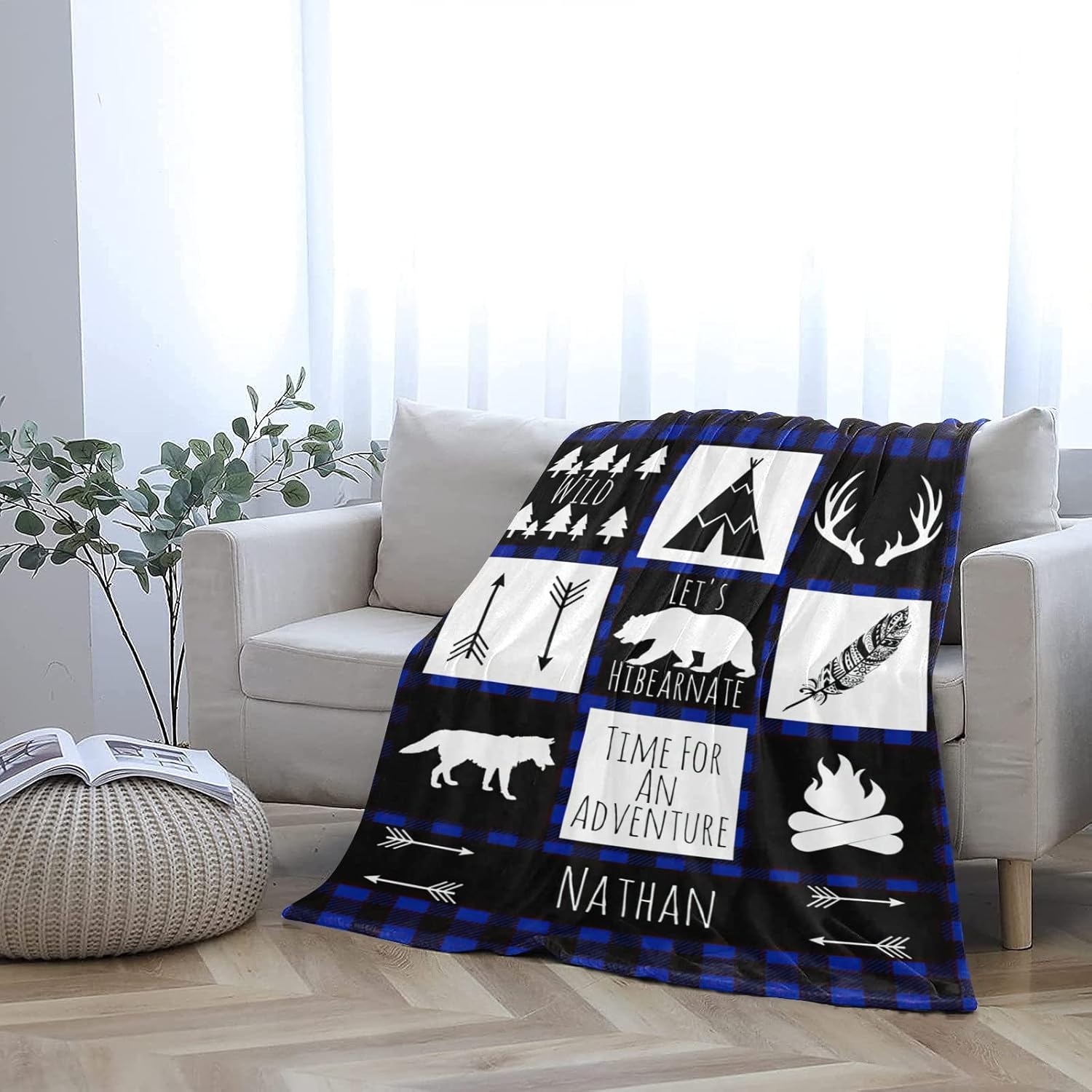 Manta de bebé personalizada con nombre de la selva, manta de bebé personalizada para niños, manta personalizada de regalo para bebé niño, regalo
