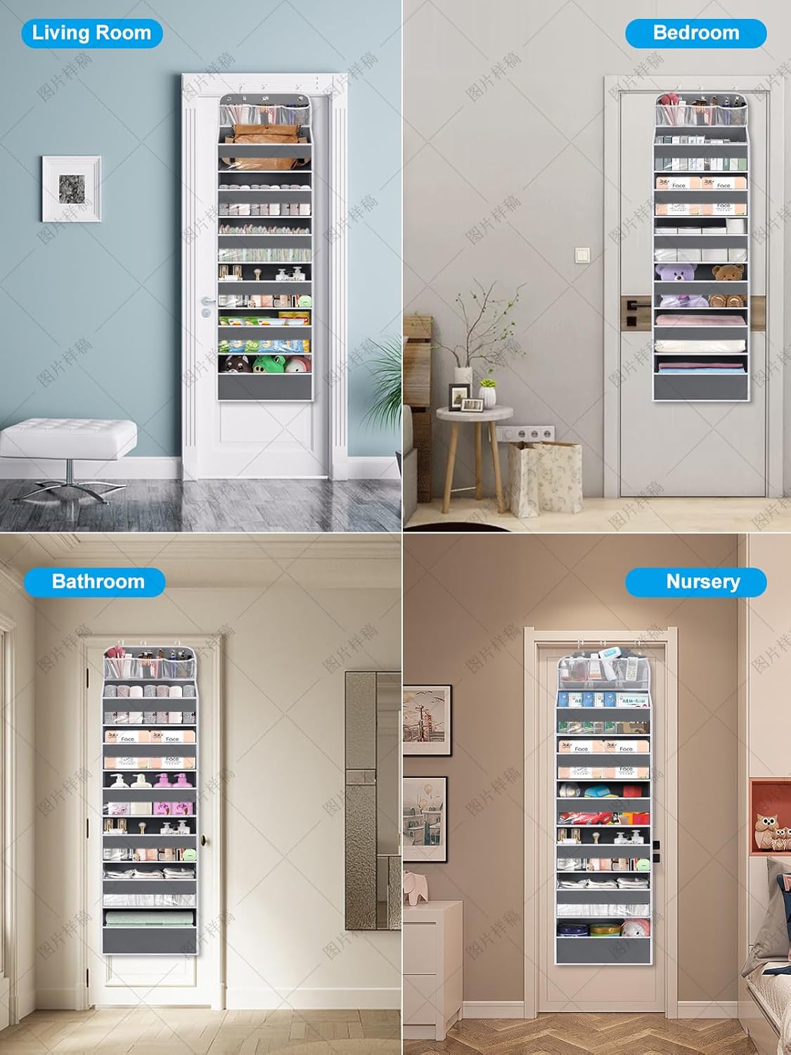 Organizador para colgar sobre la puerta, organizador de armario de bebé sin inclinación para pañales, juguetes de niños, zapatos, organizador de