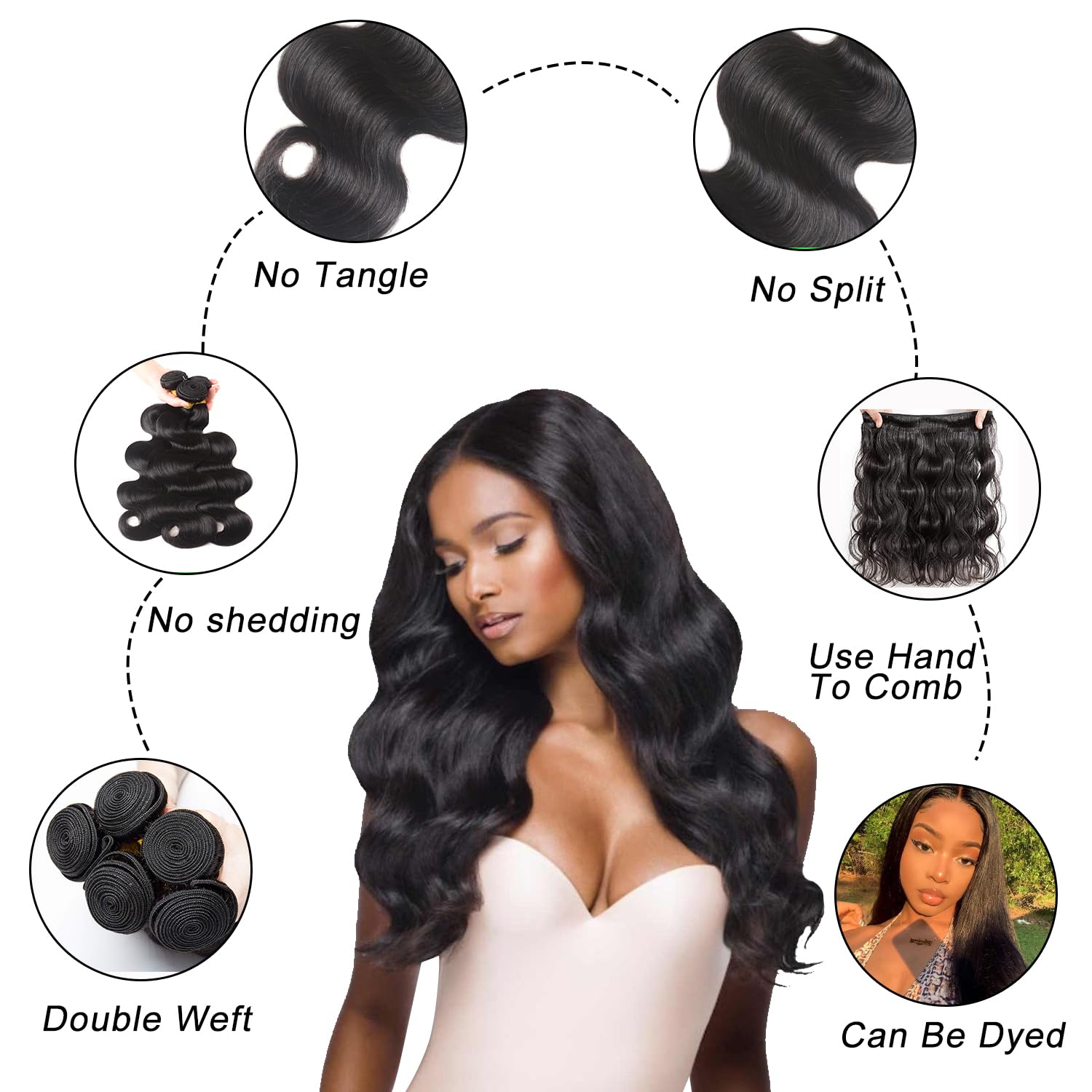 Paquetes de cabello humano ondulado de 16, 18 y 20 pulgadas, 3 paquetes de cabello humano virgen brasileño 100% sin procesar