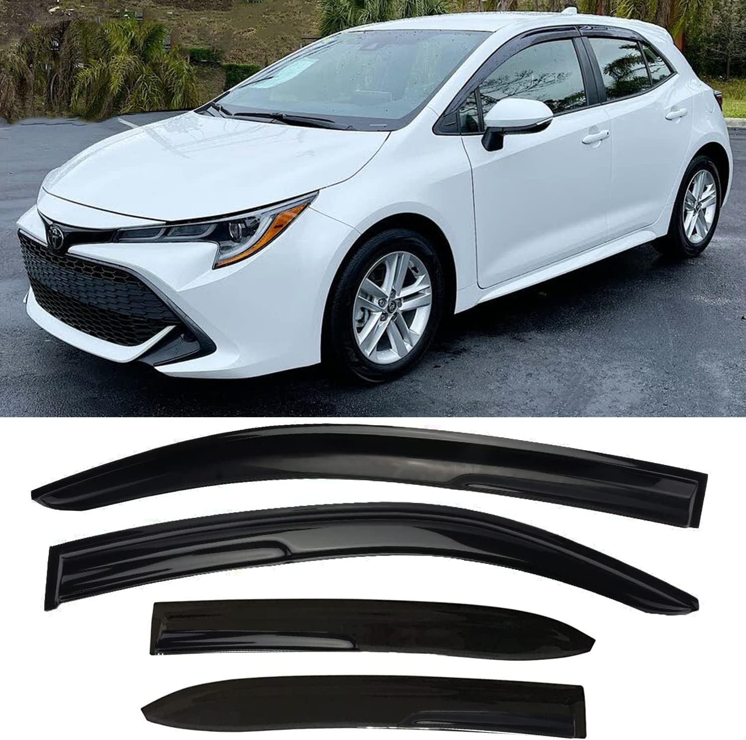Viseras laterales de ventana de automóvil para Toyota Corolla Hatchback 2019-2023, deflectores de ventilación solar, protectores de lluvia de