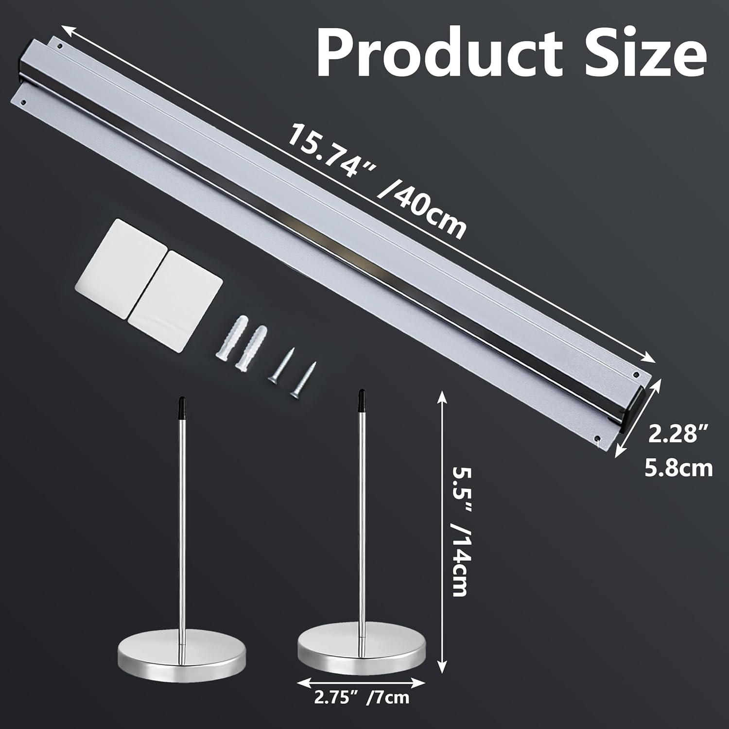 Soporte de recibos de escritorio de 16 pulgadas, estante de aluminio para cheques, para pedidos de facturas, soporte de boletos, carril de