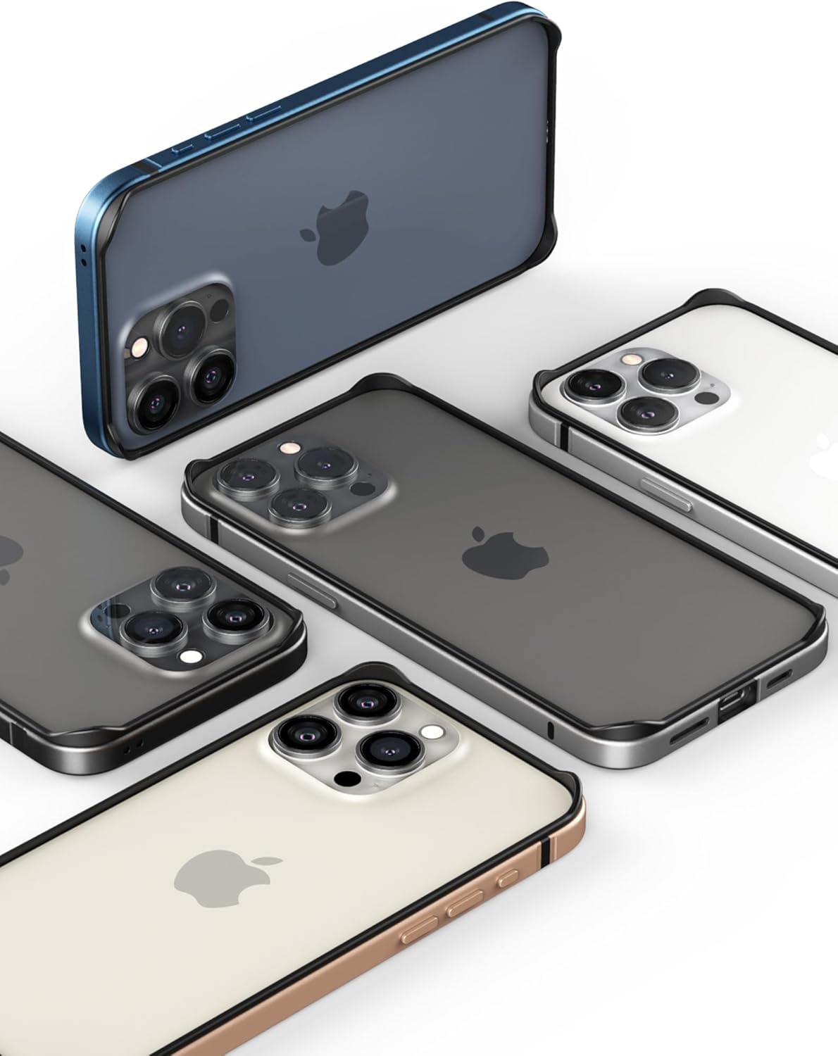 Funda delgada de metal para iPhone 15 Pro de 6.1 pulgadas, interior de TPU suave + parachoques chapado en metal, compatible con carga inalámbrica,