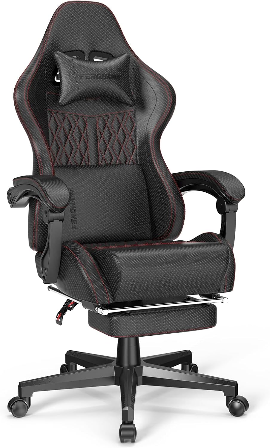 Ferghana Silla de juegos con piel sintética vintage, silla de jugador de respaldo alto con masaje, silla ergonómica de computadora de oficina con