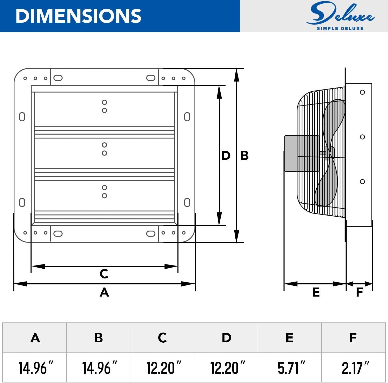 Simple Deluxe Extractor de 12 pulgadas, funcionamiento silencioso y construcción duradera, ideal para el hogar, oficina, garaje y cobertizo