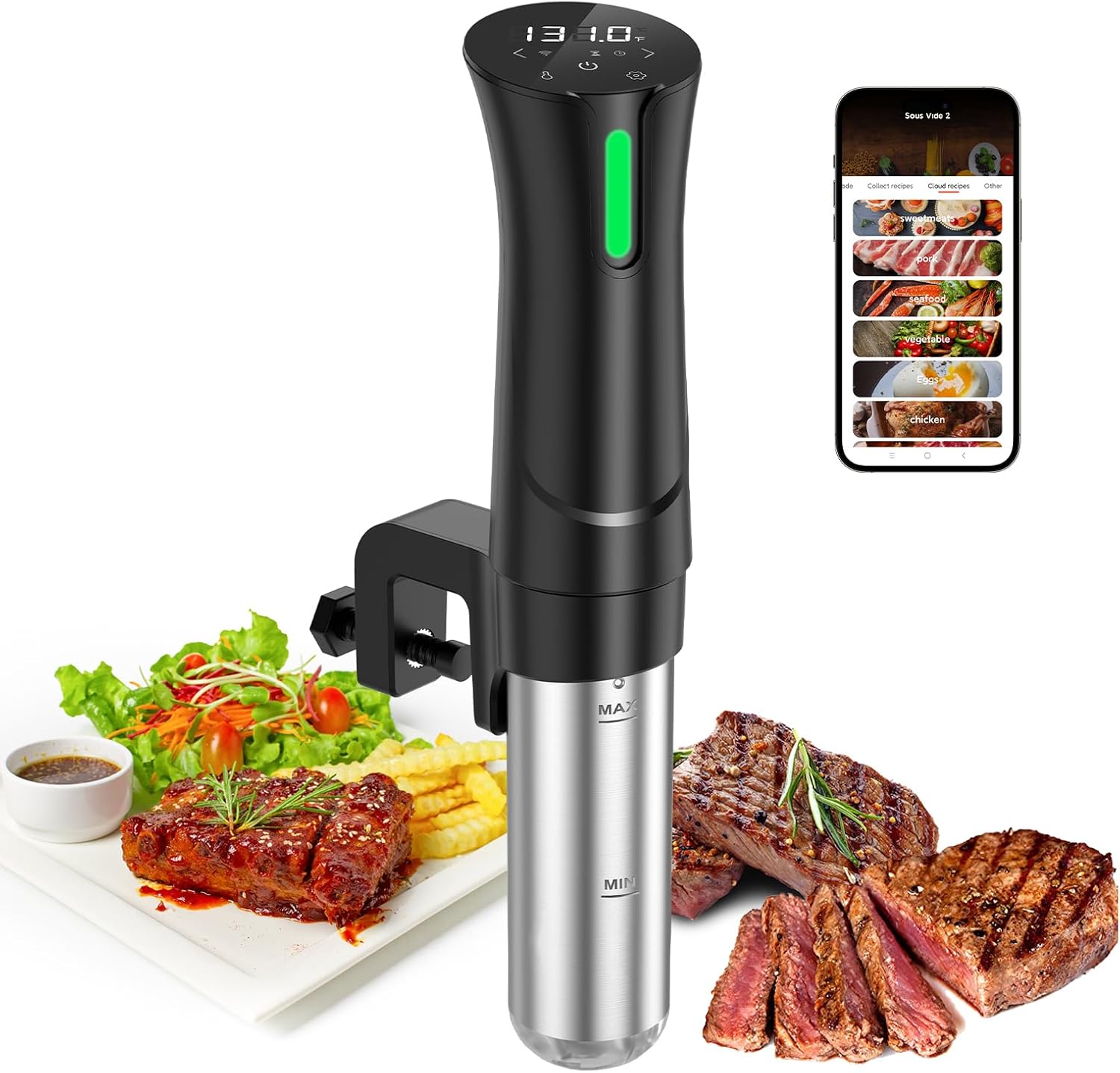 Zionheat Sous Vide Machine-Suvee Cooker (Wifi) – Cocina de precisión Sous Vide-1000 W, calentamiento rápido, inmersión térmica, pantalla táctil