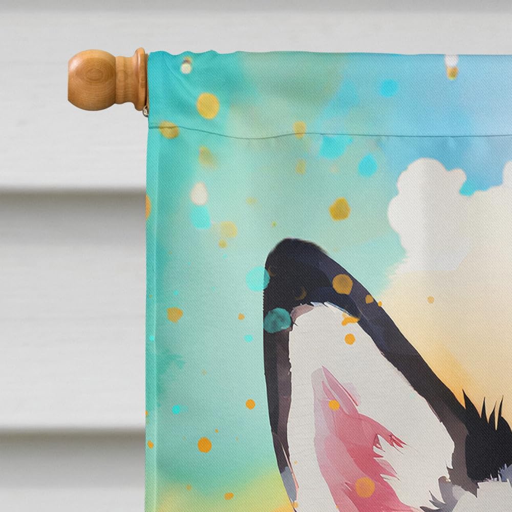 Caroline’s Treasures DAC2563CHF Siberian Husky Hippie Dawg House Flag Large Porch Sleeve Pole Decorative Outside Yard Banner Artwork Wall Hanging,