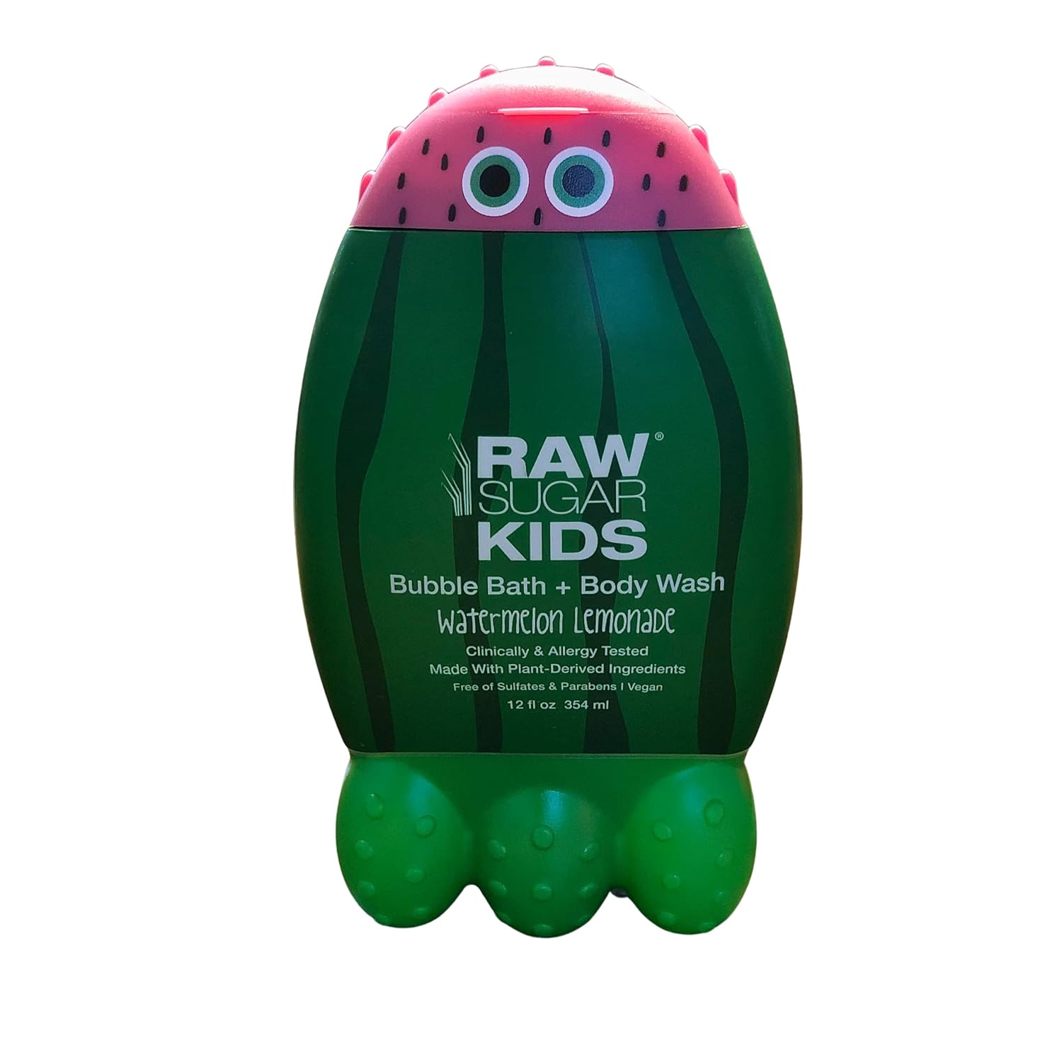 RAW Sugar Kids Bubble Bath and Body Wash Bundle 2 limonada de sandía (12 onzas cada una) + esponja rosada