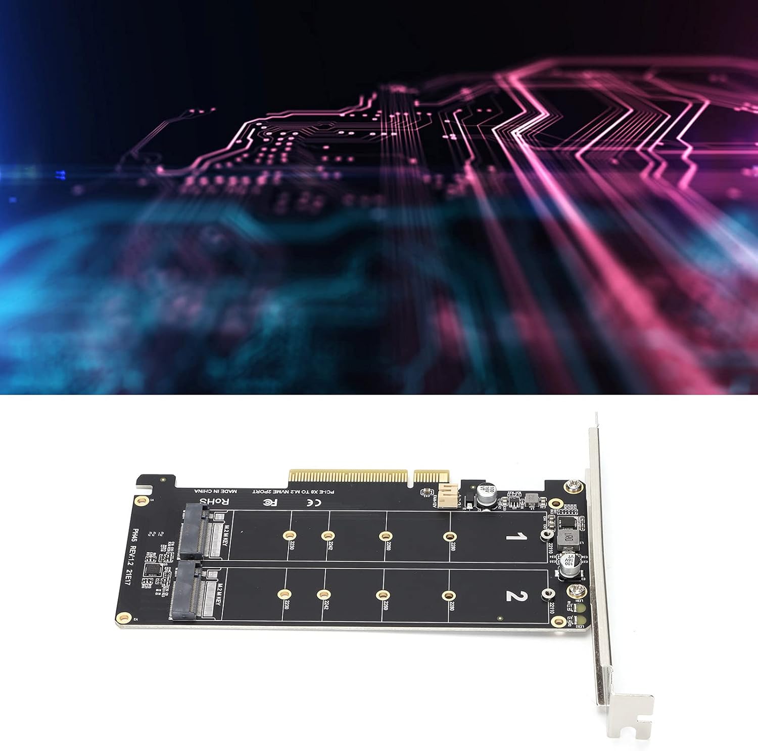 Tarjeta adaptadora dual M.2 NVMe SSD, PCIE X8 M, compatible con tarjeta de llave 2 X4 NVME SSDM.2 PCIE, 2 tarjetas de expansión de 32 Gbps para PC