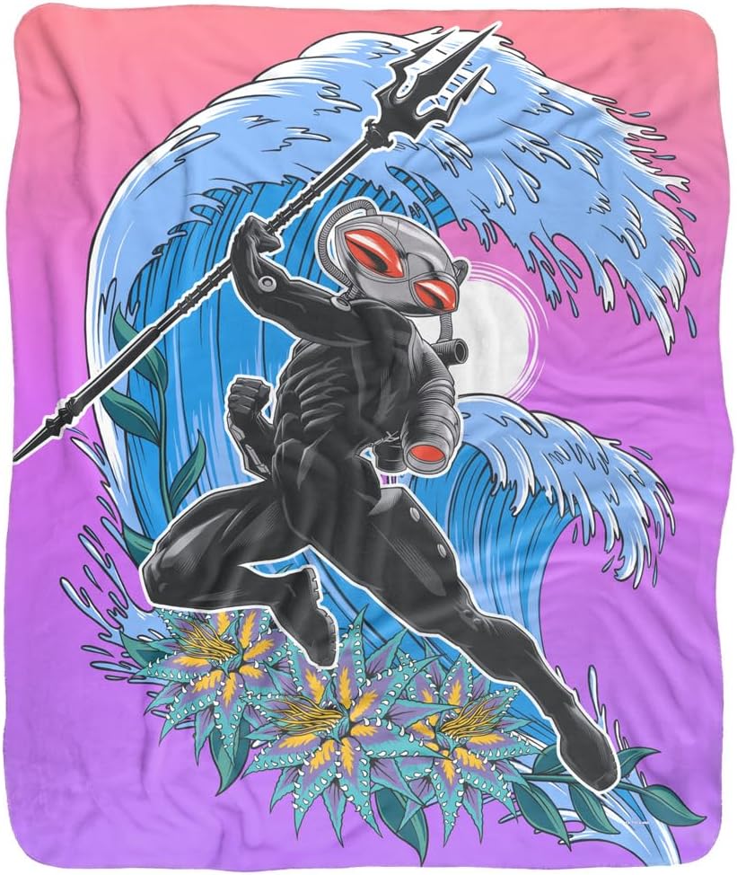 Aquaman and The Lost Kingdom – Manta de 50 x 60 pulgadas, manta negra con textura sedosa al tacto, manta de sherpa súper suave