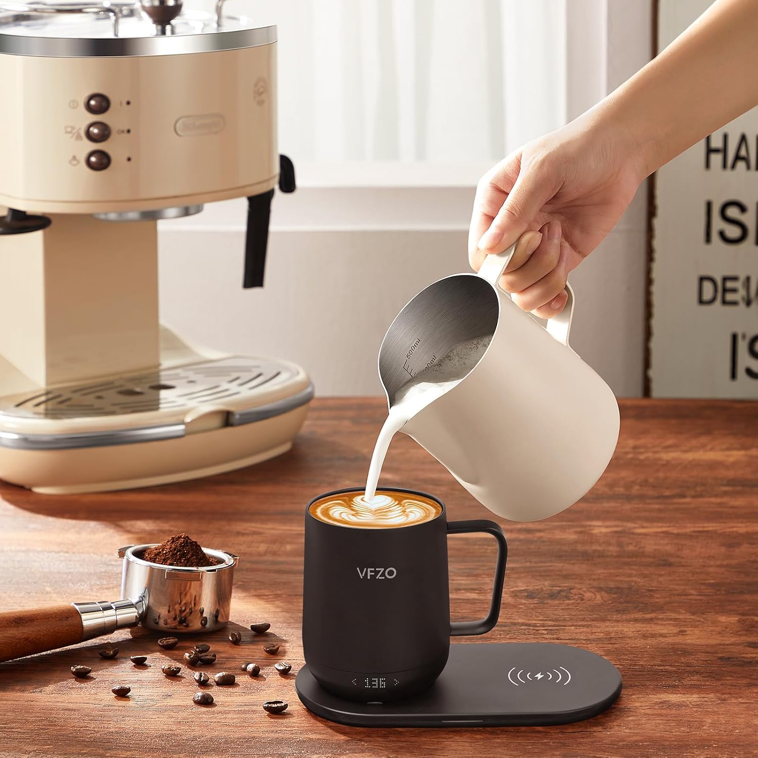 Taza inteligente con control de temperatura, pantalla LED de taza de café autocalentable, duración de la batería de 180 minutos, caliente hasta 149