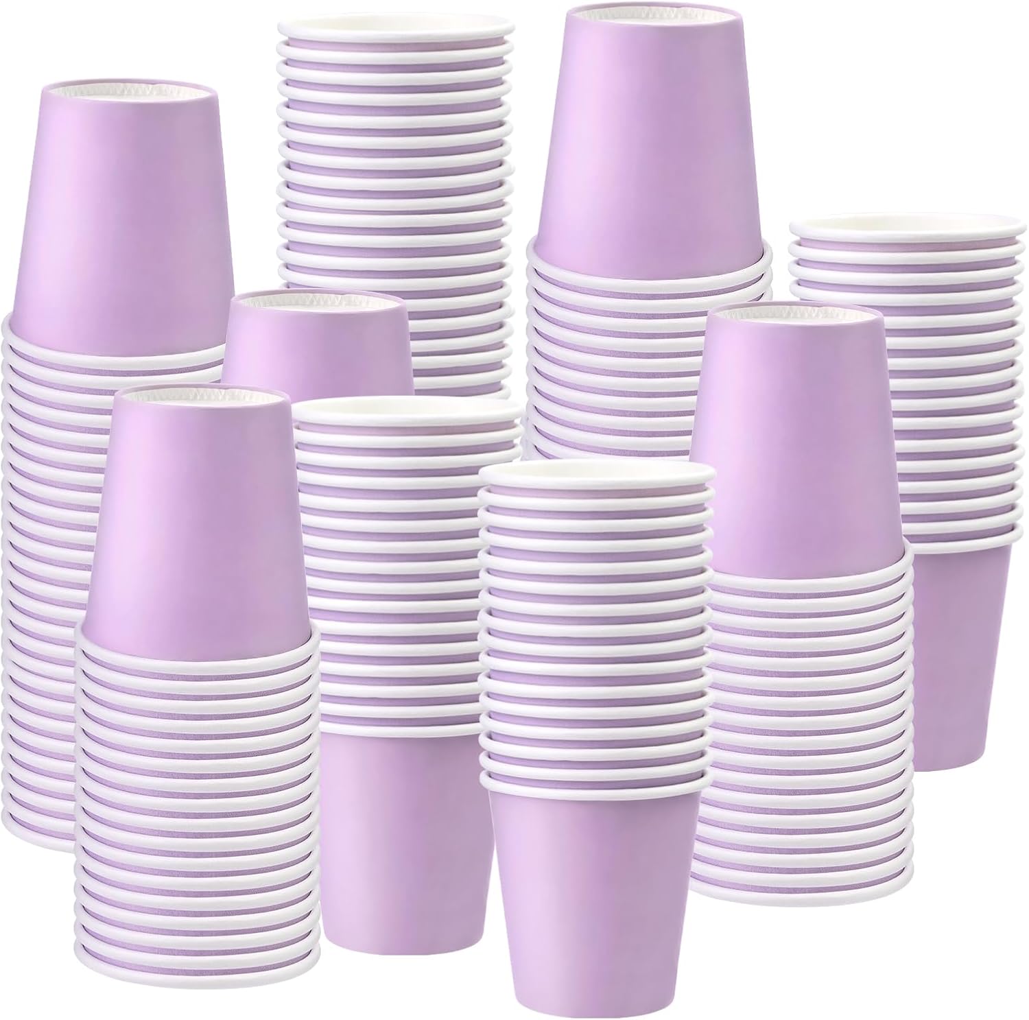 Prgery Paquete de 150 vasos de papel morados de 3 onzas, tazas de enjuague bucal, vasos de baño desechables, vasos de papel pequeños de 3 onzas,