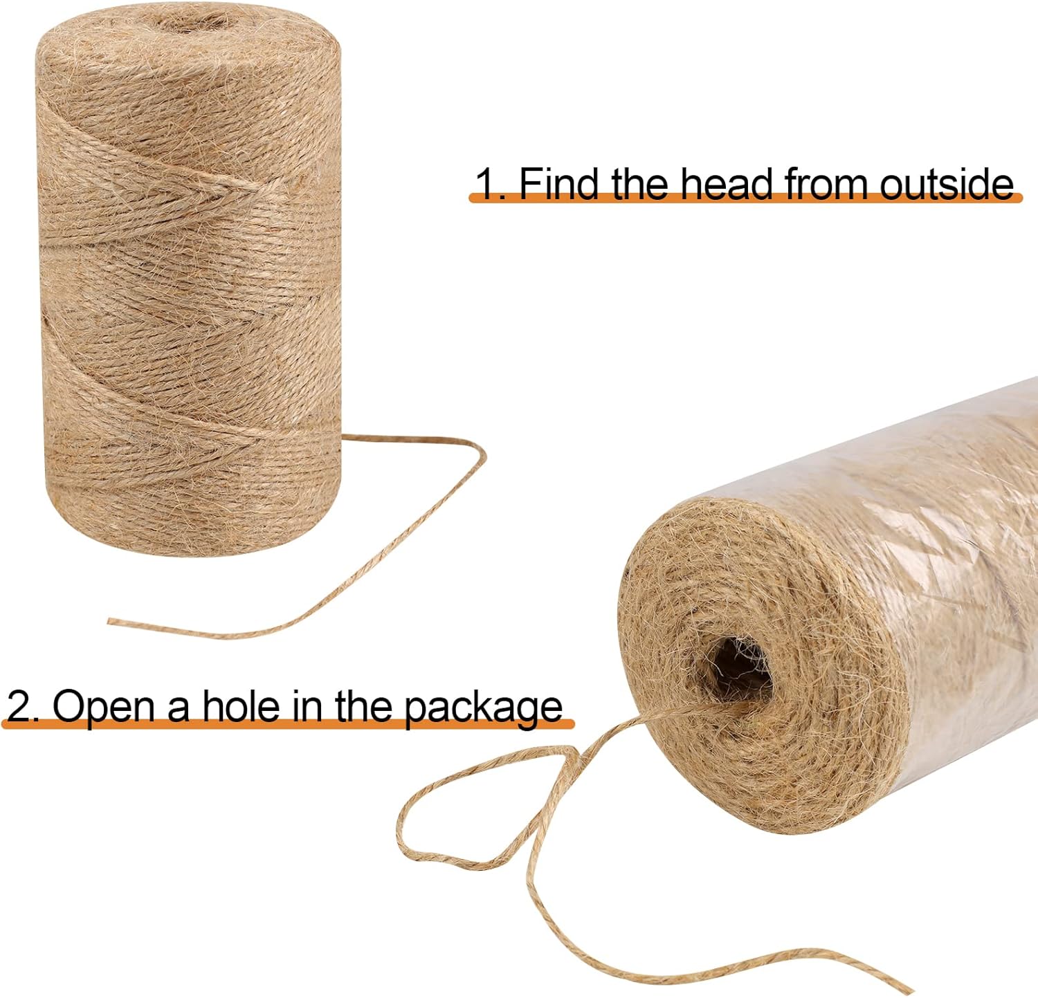Cordel de yute natural de 492 pies, cuerda de cordel, cinta fina de cáñamo de 3 capas, cordel para plantas de jardinería, envoltura de regalos,