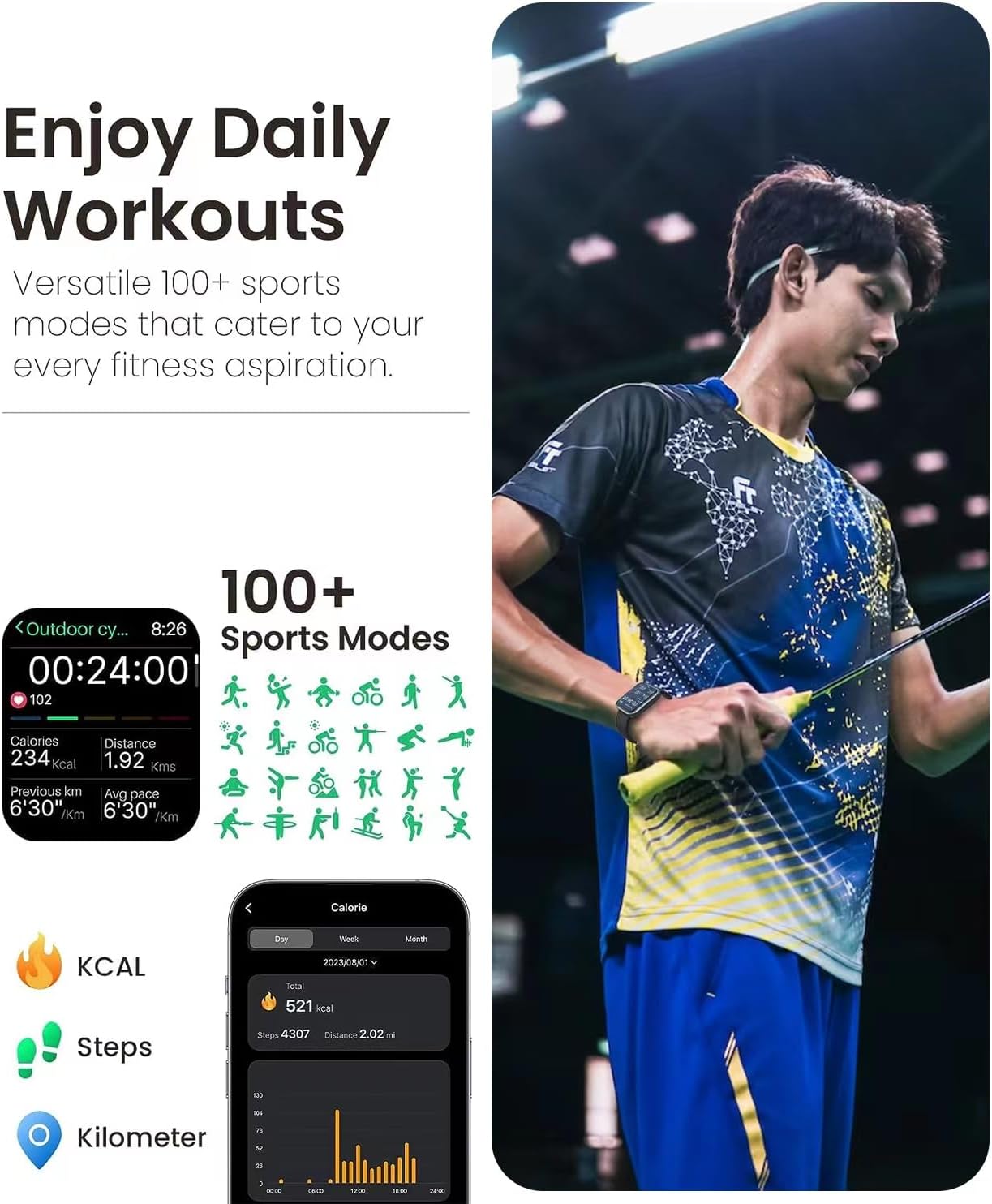 Smart Watches for Men Women, 2023 Newest 1.91 Inch Fitness Tracker, Heart RateSleep MonitorPedometerCalories, Multiple Sports Modes, Waterproof