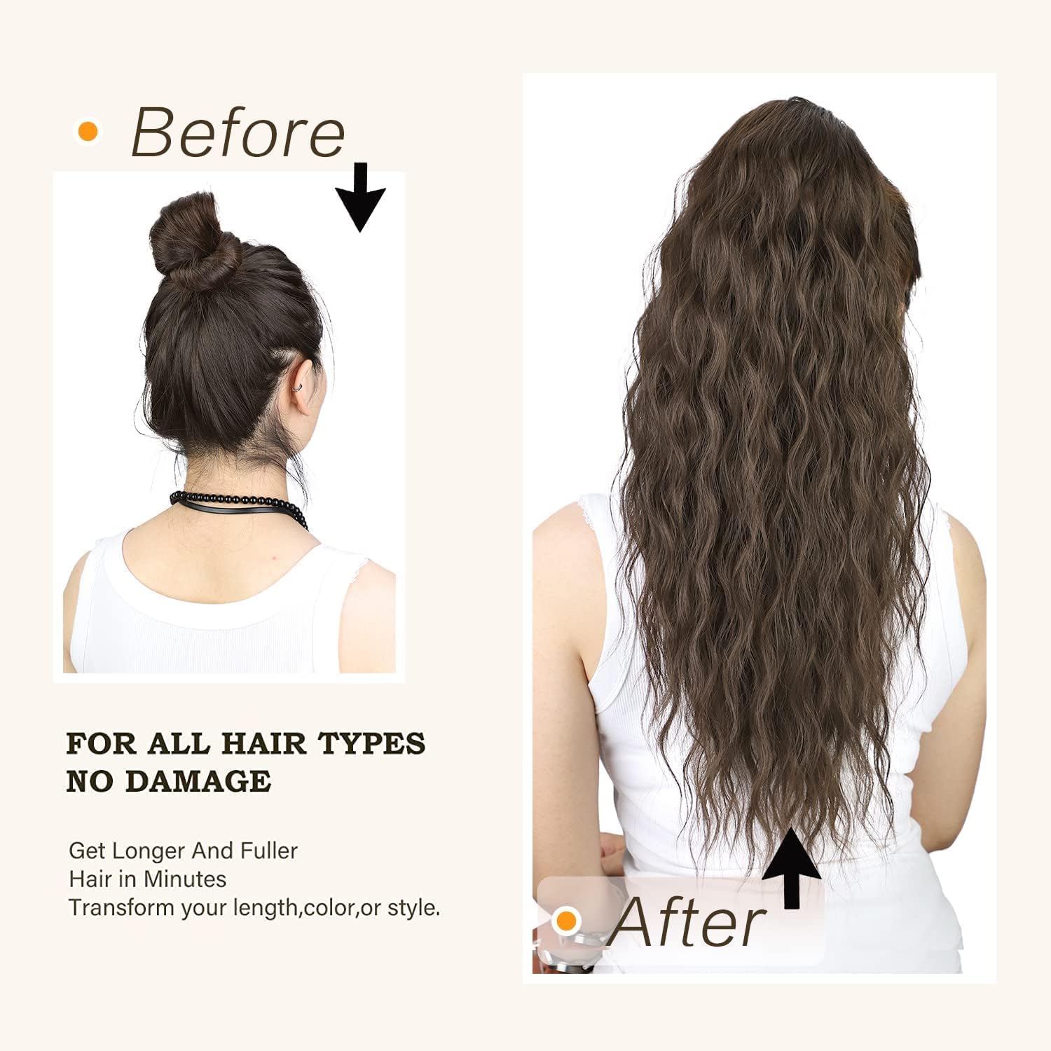 Aisaide Extensión de cola de caballo rizada y ondulada con cordón para mujeres negras, extensiones de cabello sintético largo rizado ondulado