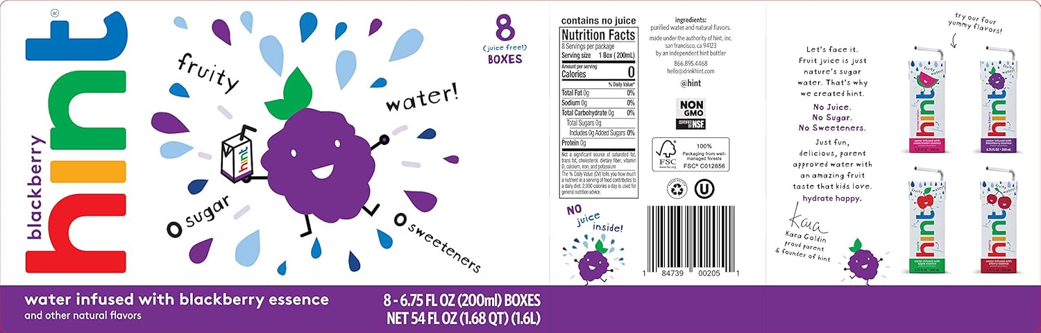 Hint Kids Agua de sabores surtidos sin azúcar sin endulzantes dietéticos 6.75 oz (caja con 32)