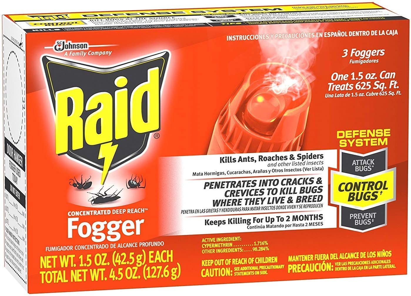 Raid Nebulizador concentrado de alcance profundo, 1.5 onzas, (paquete de 3)