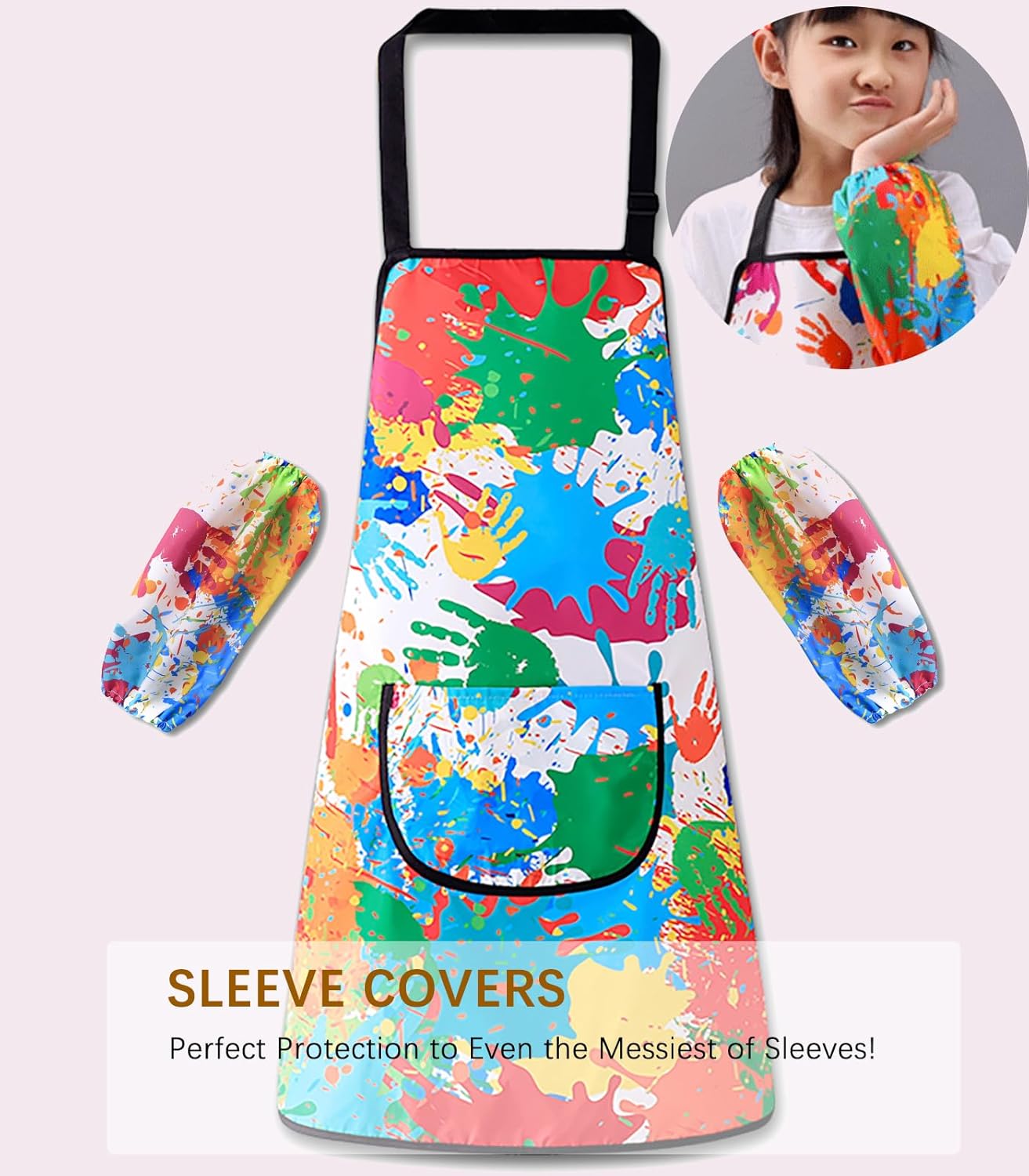 Bata de arte para niños, delantal de pintura para niños, bata de artista con bolsillo y mangas largas, sección larga, impermeable