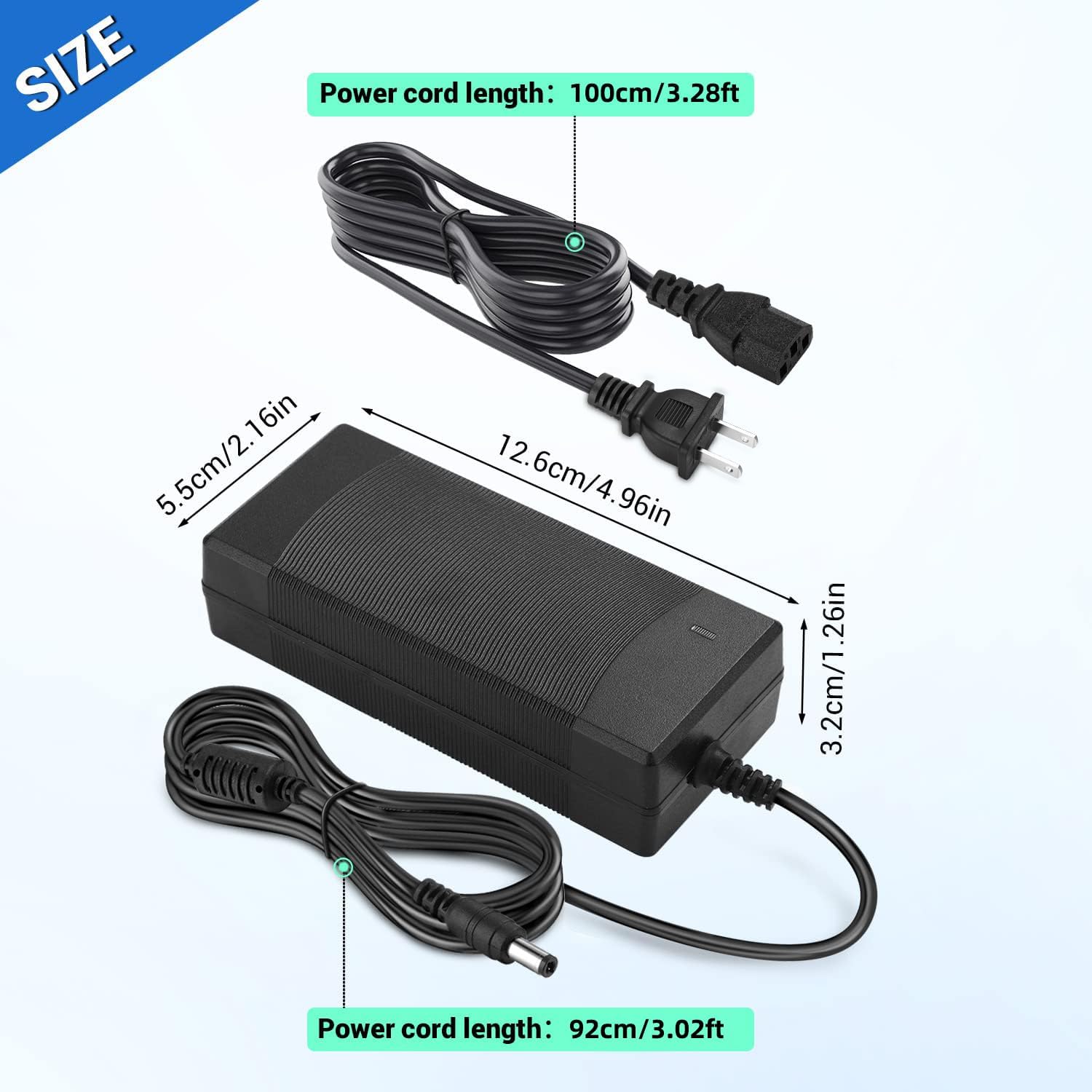 Facmogu Adaptador de fuente de alimentación de 48 V, 2 A, CA 100-240 V a CC 48 V 2 A, interfaz de transformador de 0.217 x 0.098 in y enchufe de