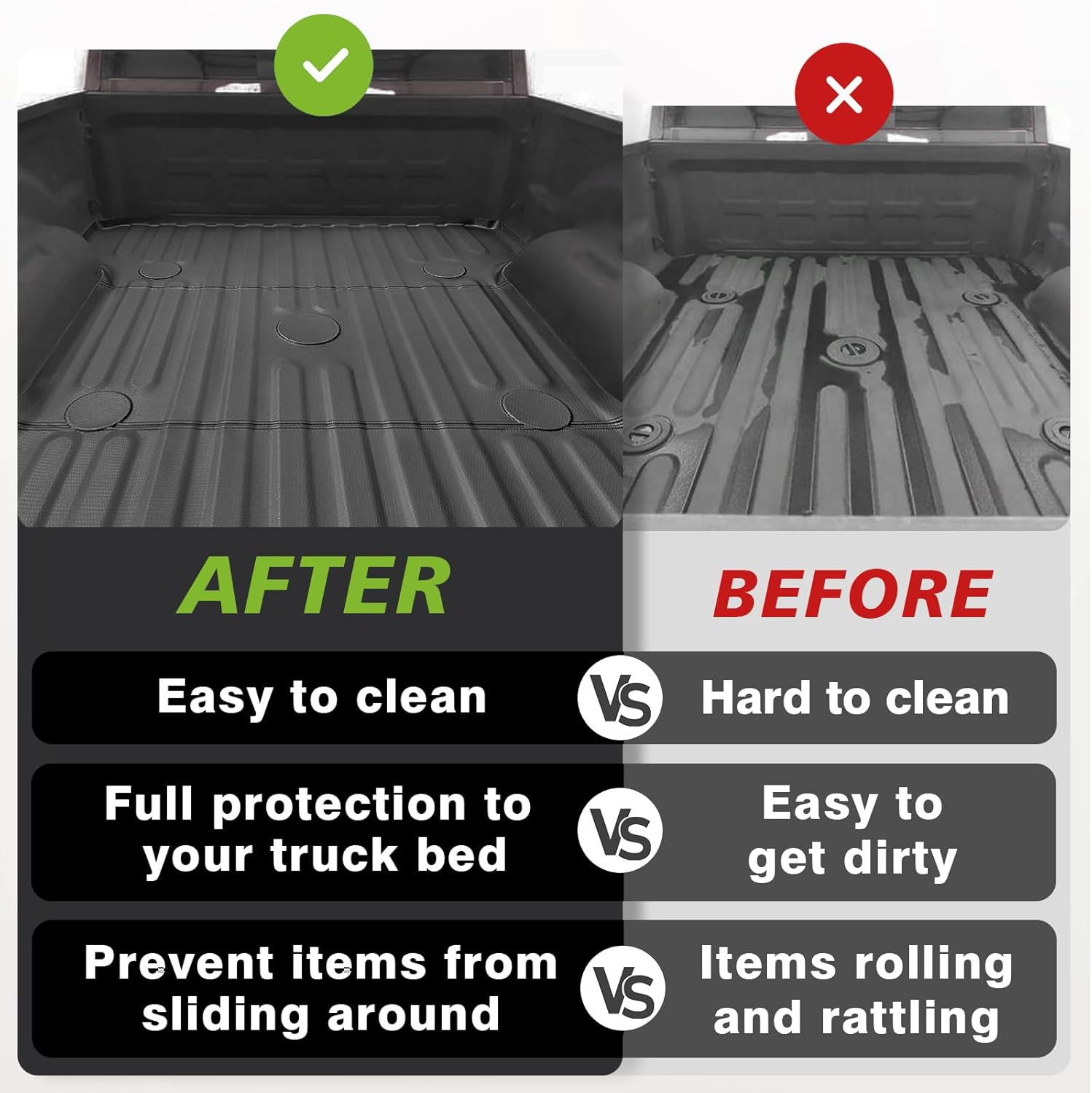 TripleAliners Tapete para caja de camioneta compatible con Dodge RAM 150025003500 2002-2018, accesorios de 6 pies 4 pulgadas, alfombrilla de cama de