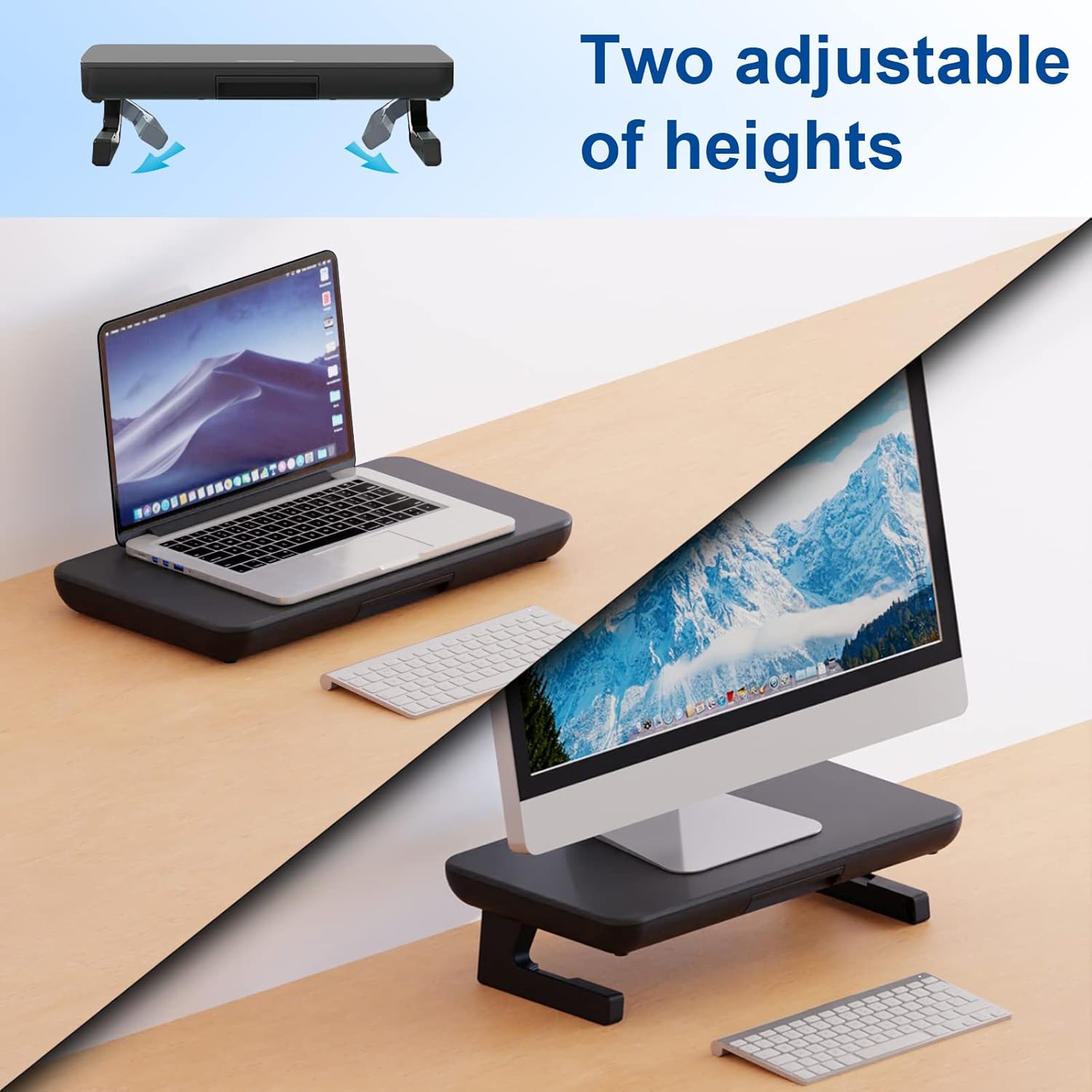 OImaster Soporte elevador para monitor, altura ajustable, soporte para monitor de computadora con soporte de pantalla de computadora de