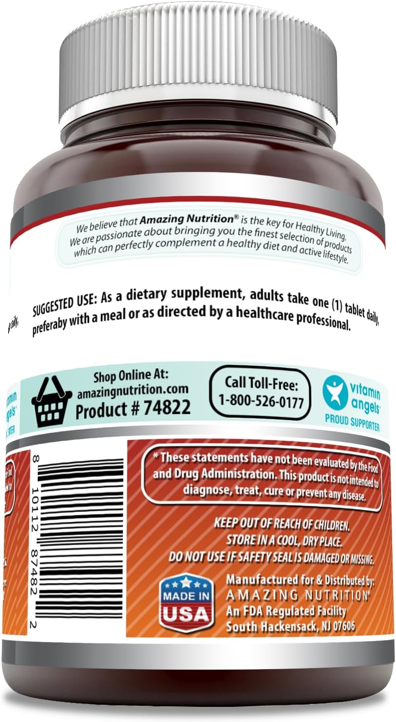 Amazing Formulas Suplemento de ácido fólico de 1000 mcg (1 mg) en tabletas, vitamina B9, sin OMG, sin gluten, fabricado en Estados Unidos (500