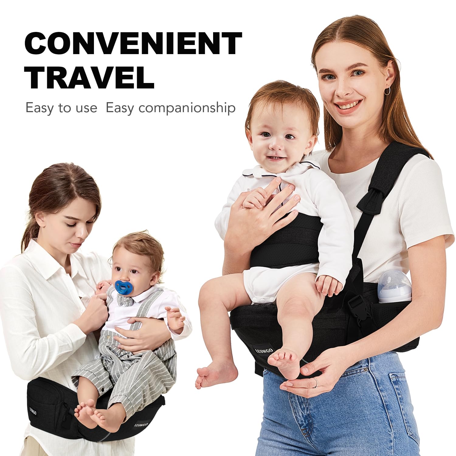 Portabebés de cadera para bebé, taburete de cintura para bebé con cintura ajustable, portabebés ergonómico con superficie de asiento de cadera