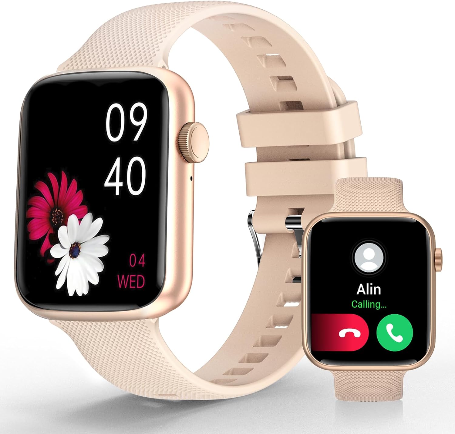 YoYoFit Reloj inteligente (respuestahacer llamadas), reloj inteligente de 1.85 pulgadas para mujer, rastreador de actividad física impermeable con