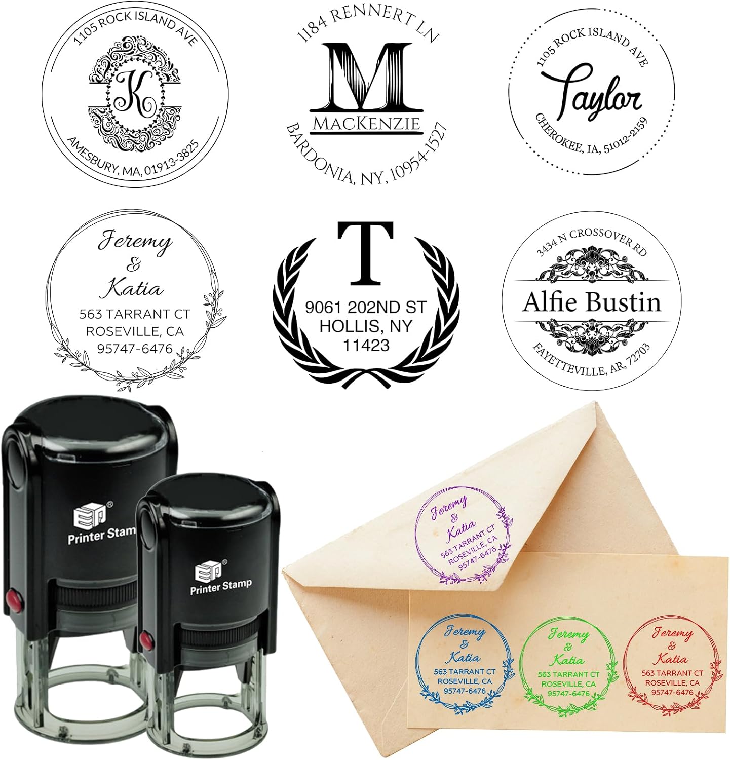 Sello personalizado con autoentintado de dirección de retorno, sello personalizado con logotipo de texto  Sello de logotipo de negocios  Sello de