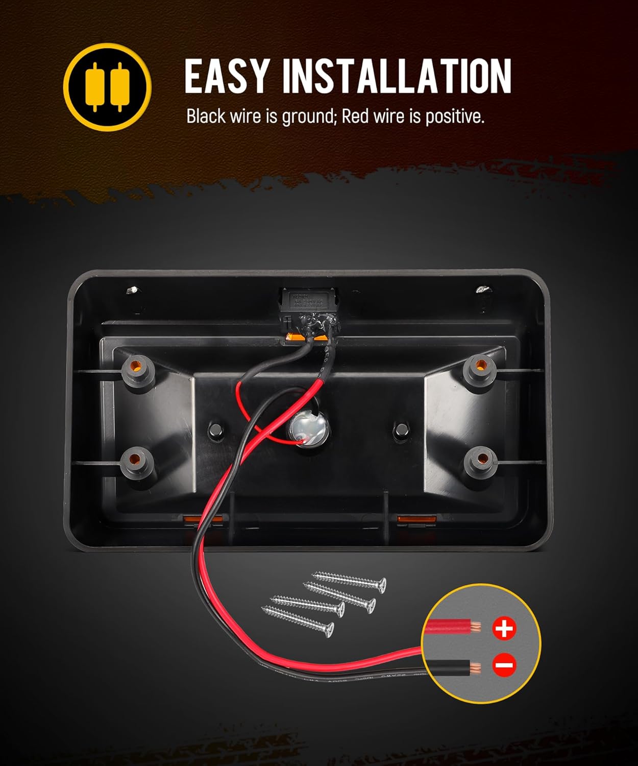 Partsam Luz LED rectangular para porche RV con Swith, repuesto de luz exterior para autocaravana, base negra con lentes transparentes y ámbar