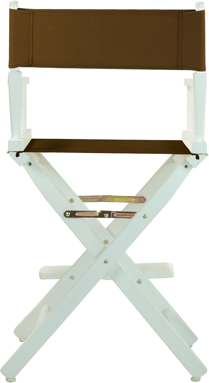 Casual Home 220-01021-45 – Silla de director de 24 in, marco blanco, lona marrón, altura clásica