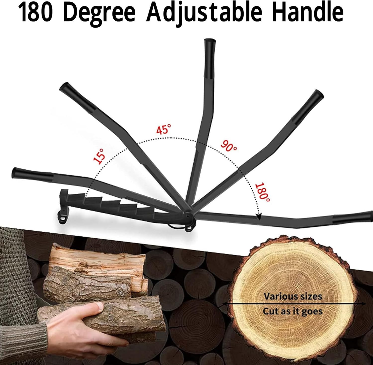 TOPINCN Divisor de madera montado en la pared con máquina de leña de acero al carbono, herramienta de división para divisor de leña en interiores o