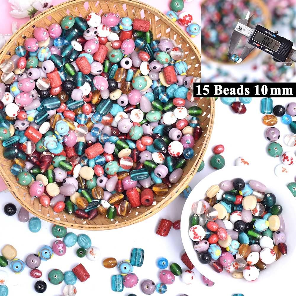 90 cuentas de vidrio surtidas para hacer pulseras, cuentas para manualidades, cuentas de bricolaje para hacer joyas, cuentas de vidrio a granel,