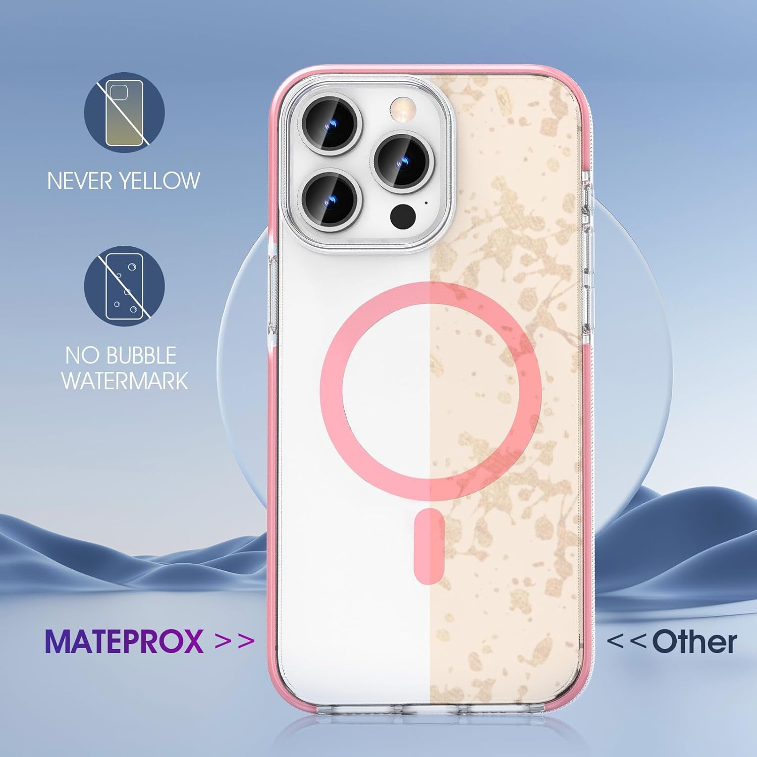 MATEPROX Fundas magnéticas transparentes para iPhone 15 Pro Max, compatibles con MagSafe, transparente, a prueba de golpes, delgada, a prueba de