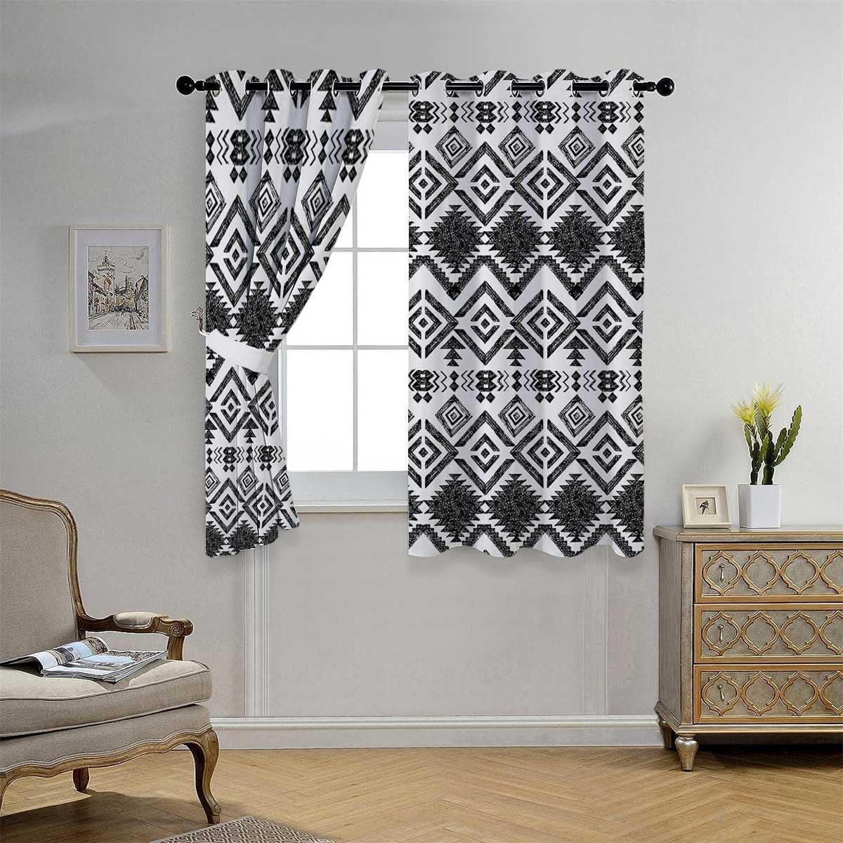 YANFENQI Cortinas bohemias de privacidad con ojales y ojales para puertas cortas, 63 pulgadas de ancho por 80 pulgadas de largo, 2 paneles
