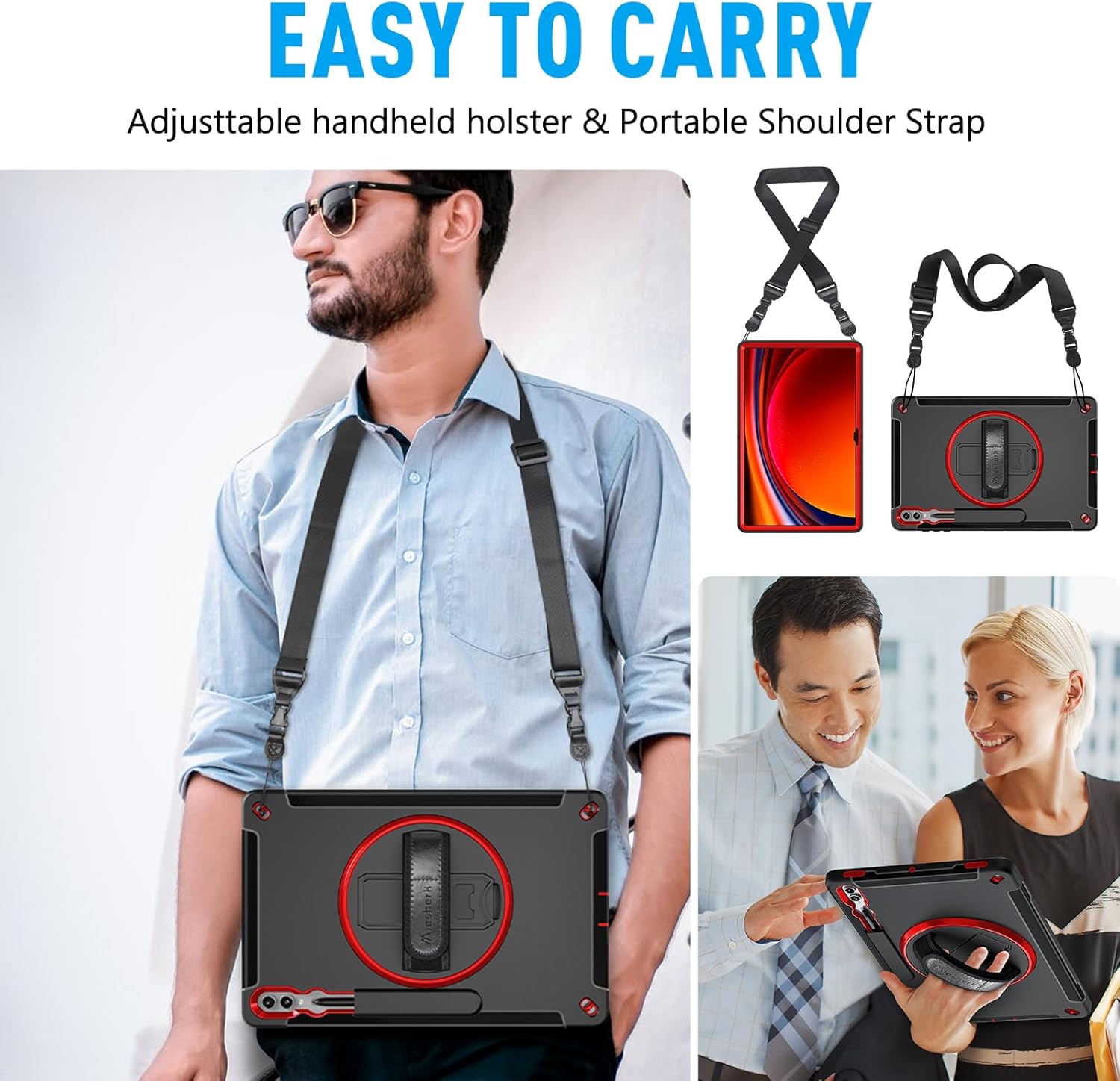 Miesherk Funda para Galaxy Tab S9 Ultra Funda a prueba de golpes de grado militar con correa de manohombro-S Soporte para bolígrafo-Soporte