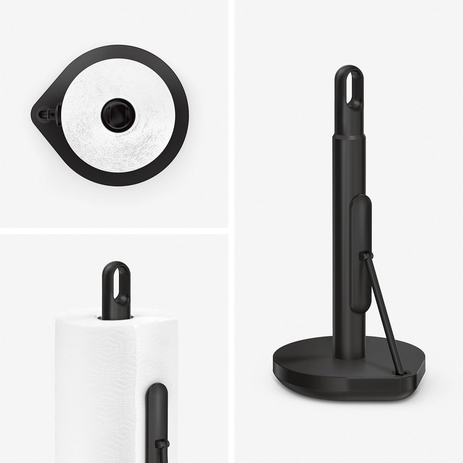 simplehuman Soporte para toallas de papel con brazo de tensión, acero inoxidable negro