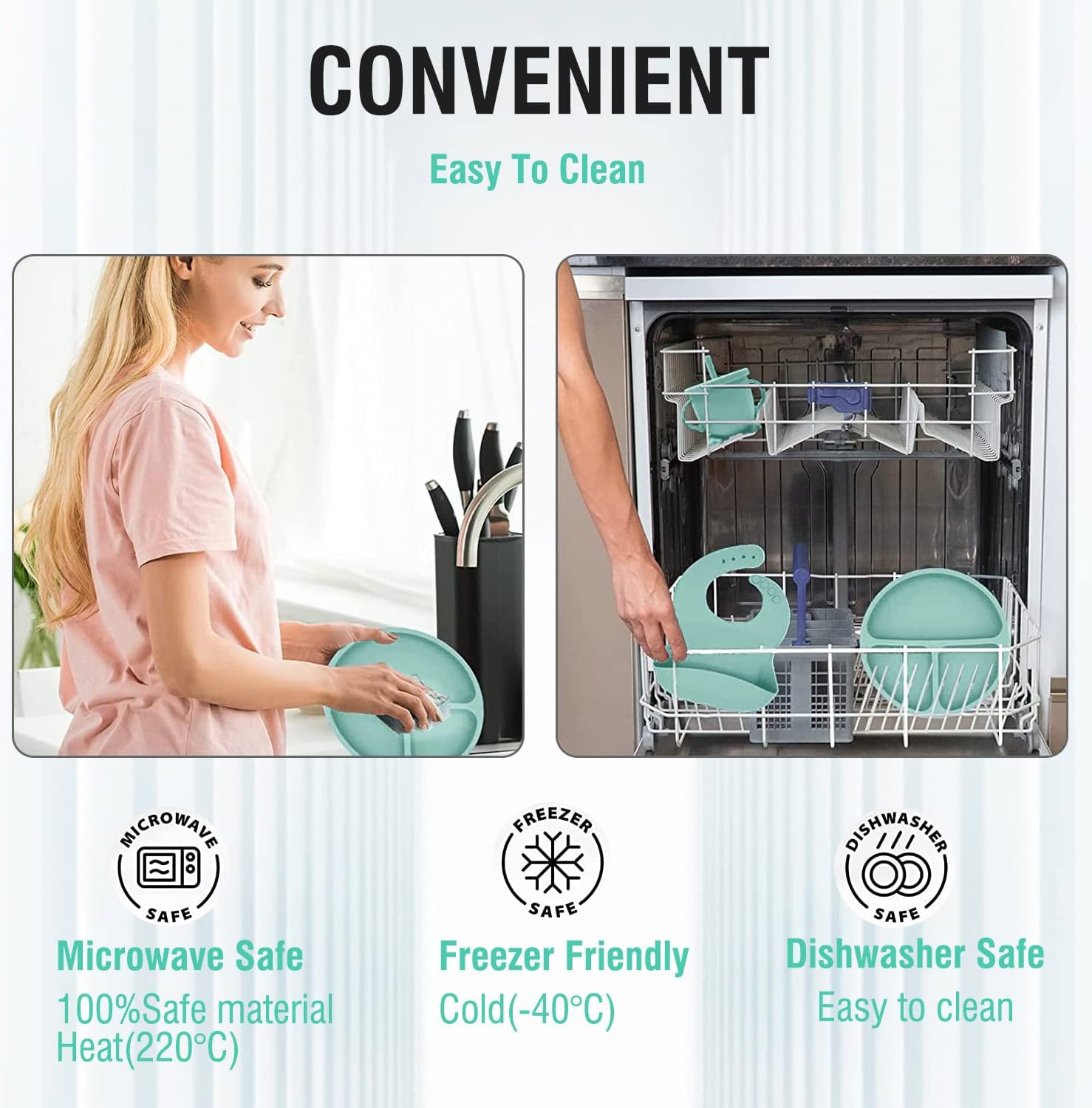 Hoidokly Juego de alimentación para bebés, 8 piezas de suministros de destete LED de silicona para bebés, incluye plato para bebé, cuenco, babero