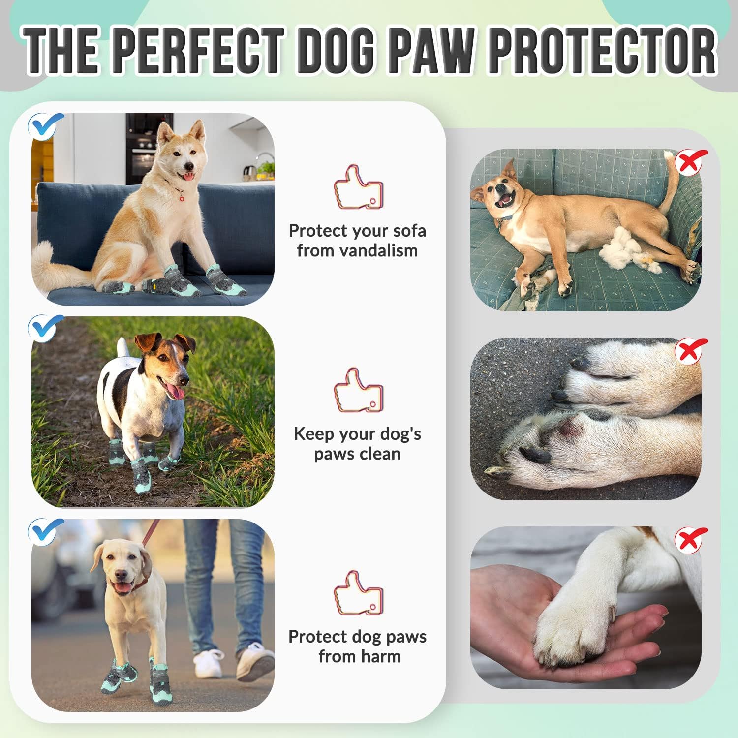 Lukovee Zapatos para perros, botas transpirables con suela de goma antideslizante para pavimento caliente, protector de patas de perro resistente al