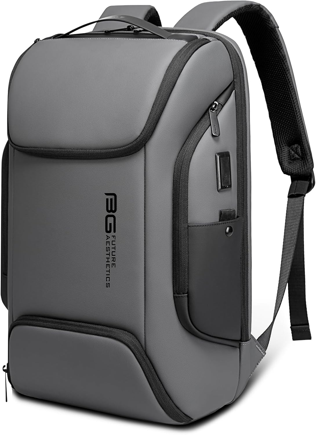 Mochila para computadora portátil para hombres 20L Bolsa de negocios 17.3 “Bolsa de computadora con puerto de carga USB, Gris, Computadora portátil
