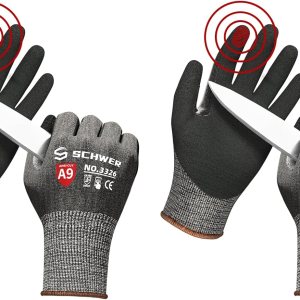 Schwer Guantes de trabajo resistentes a cortes de más alto nivel para protección extrema, guantes de trabajo ANSI A9 con revestimiento de nitrilo Schwer Guantes de trabajo resistentes a cortes de más alto nivel para protección extrema, guantes de trabajo ANSI A9 con revestimiento de nitrilo