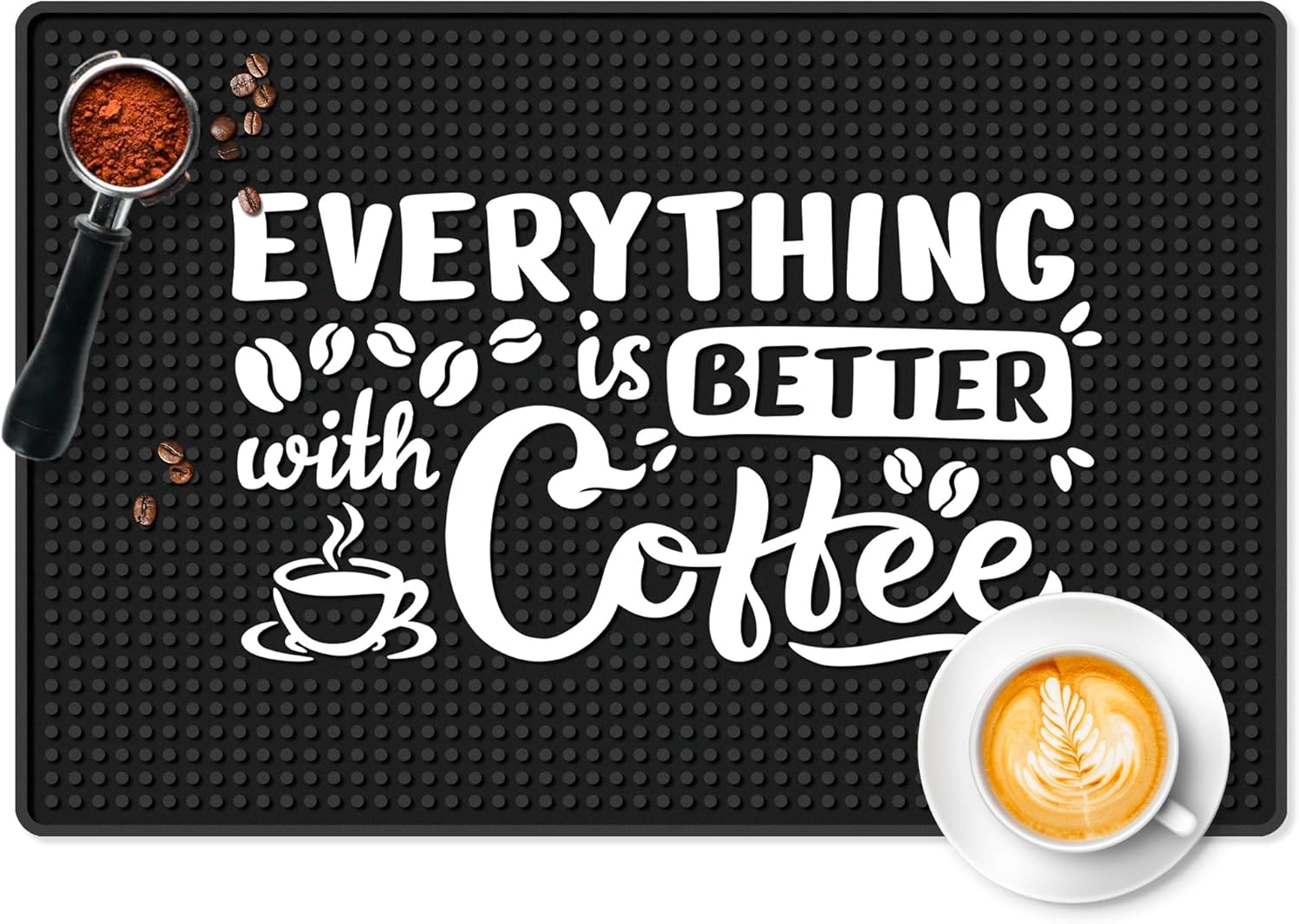 Tapete para barra de café (18 x 12 pulgadas), silicona absorbente y antideslizante, perfecto para cafeteras, máquinas de café expreso y encimeras,