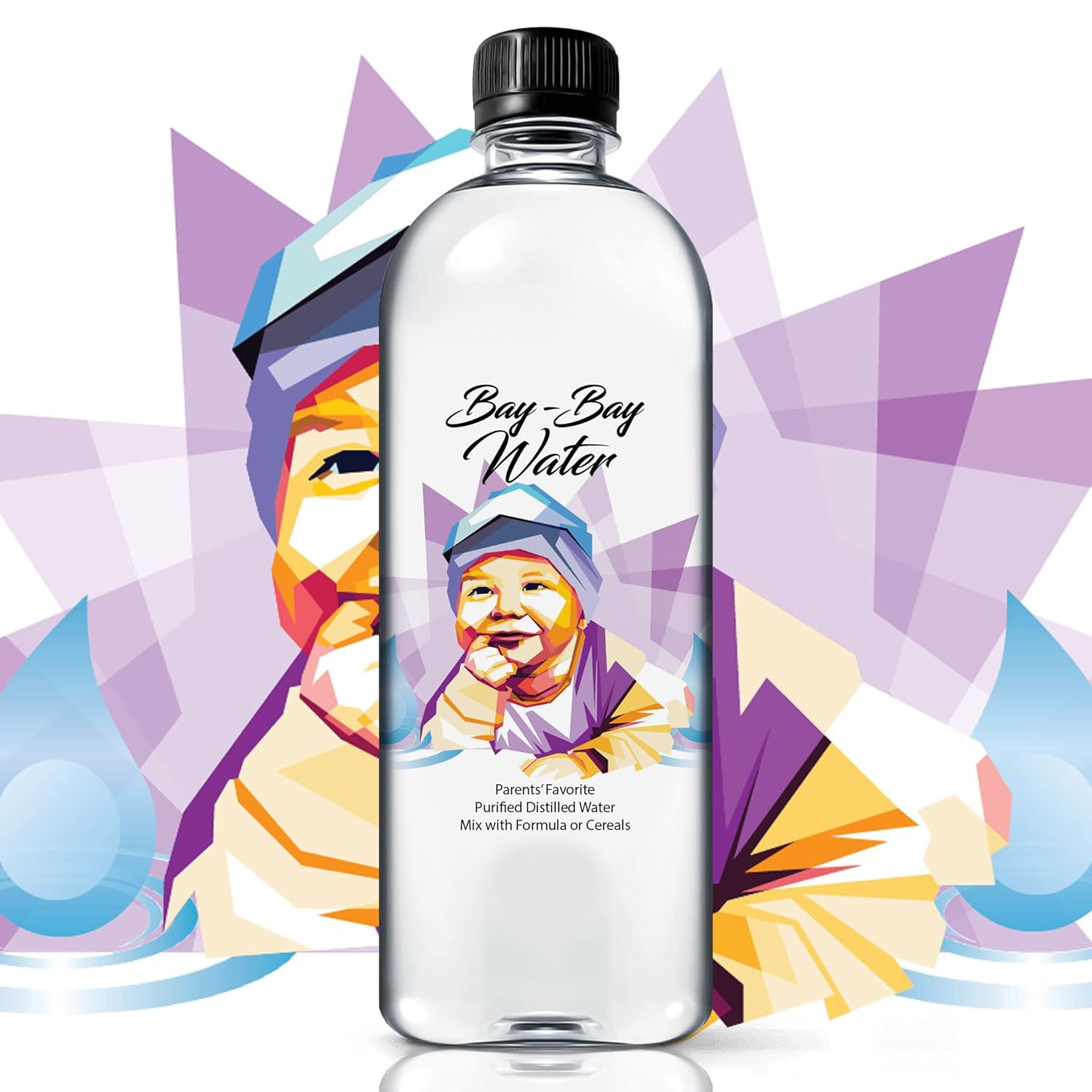 Bay Bay Water – Agua destilada purificada para bebés – 16.9 onzas – Uso para beber diariamente, fórmula infantil, leche y cereales para bebés – Sin